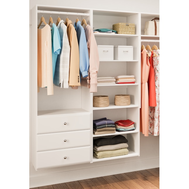 Easy Track 2.1-ft to 2.1-ft W x 7-ft H White Solid Shelving Wood Closet ...