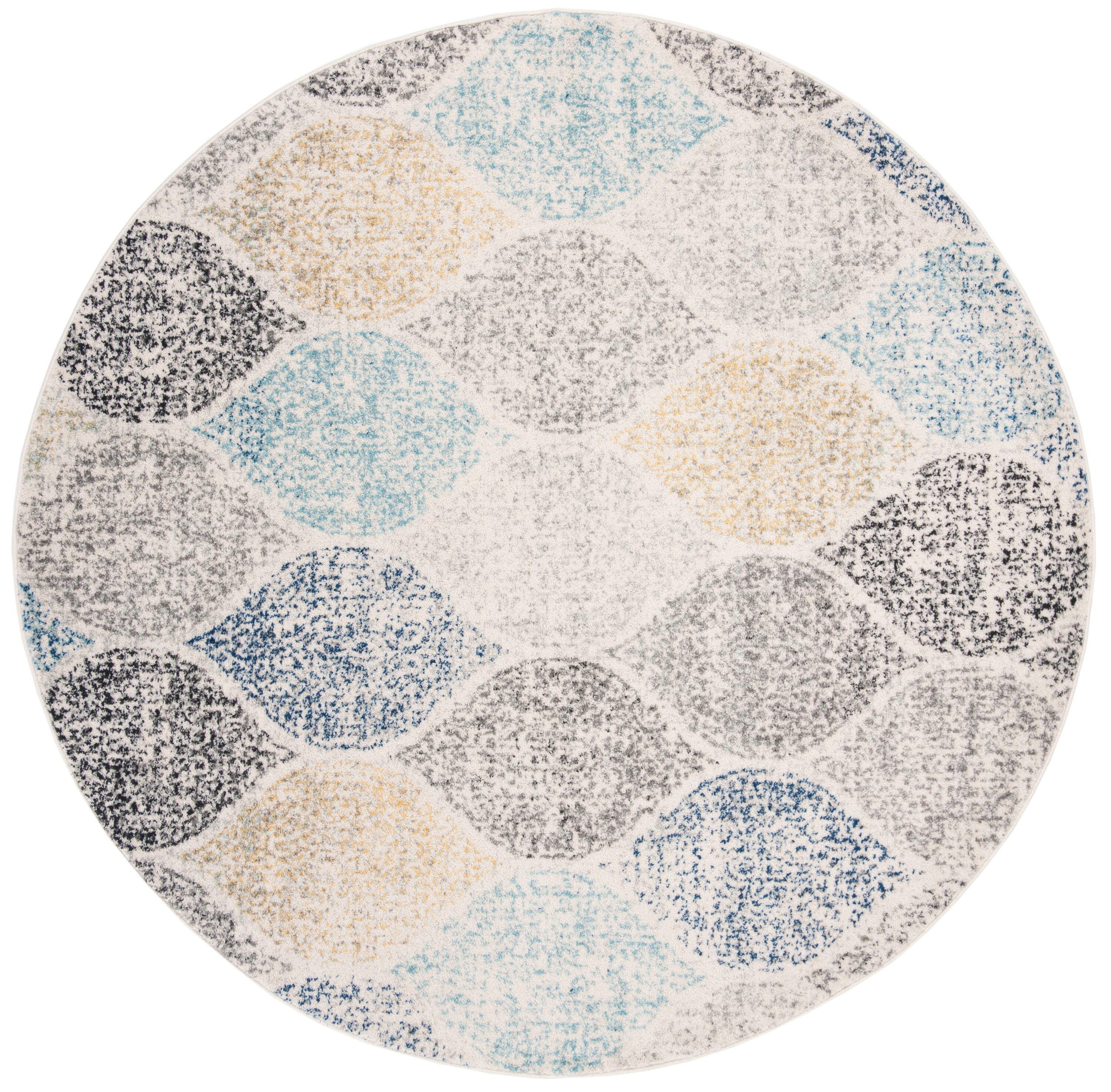 Safavieh MAD604D-9R Madison Westmont 9 x 9 (ft) Loomed Synthetic Ivory/Blue Round Indoor Trellis Farmhouse/Cottage Area rug