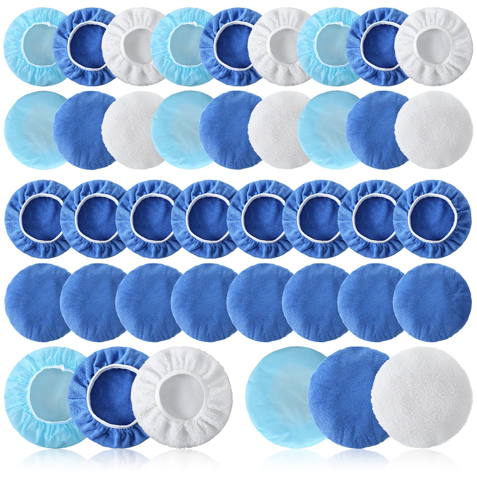 KHKFY  40 pcs 9 to 10 inch Microfiber Car Polisher Bonnets Buffer Pads Set for Orbital Polishers Waxing Covers for Cleaning and Polishing