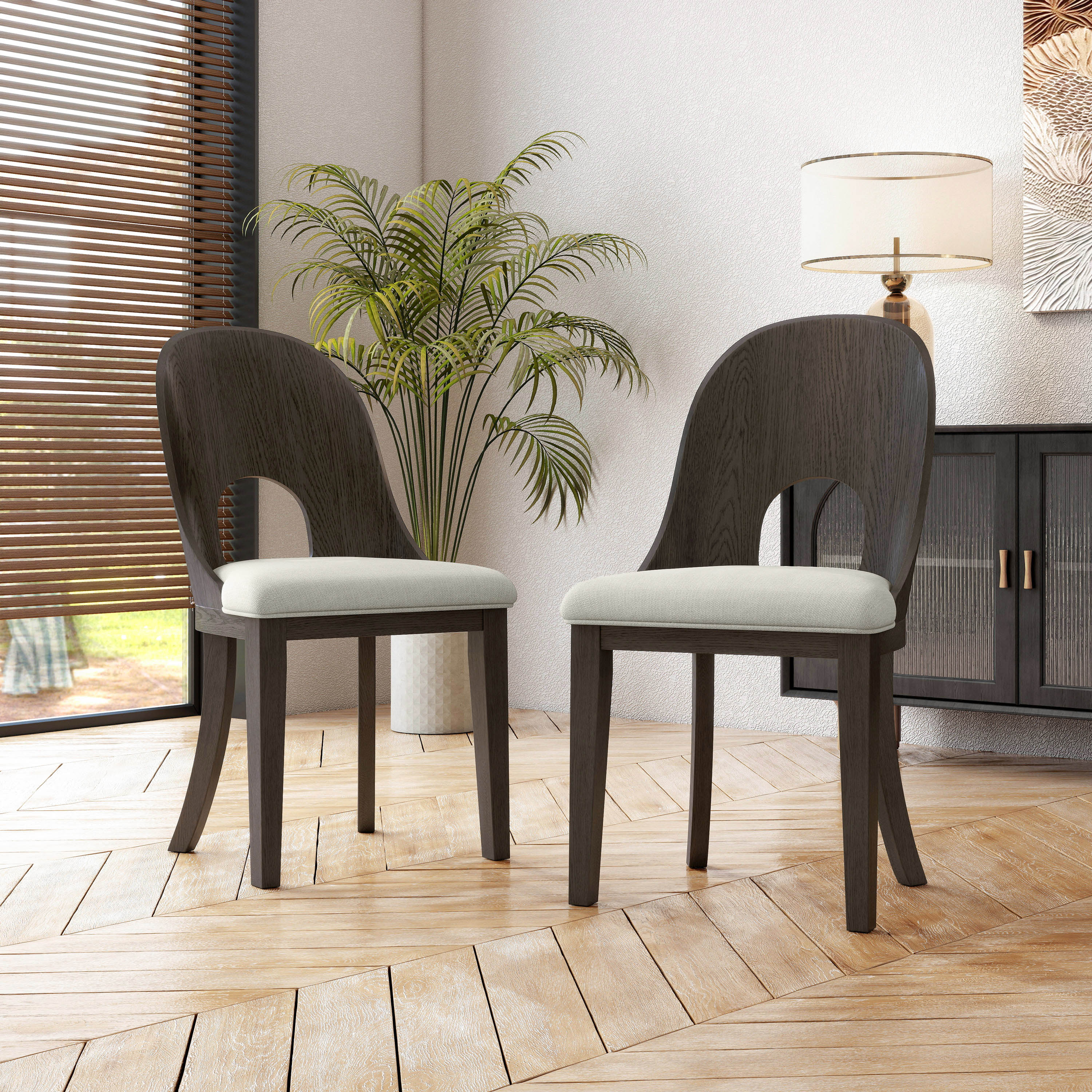 Furniture of America IDF-39004ES-SC Set of 2 Hairin Contemporary/Modern Upholstered Dining Side Chair (Wood Frame)