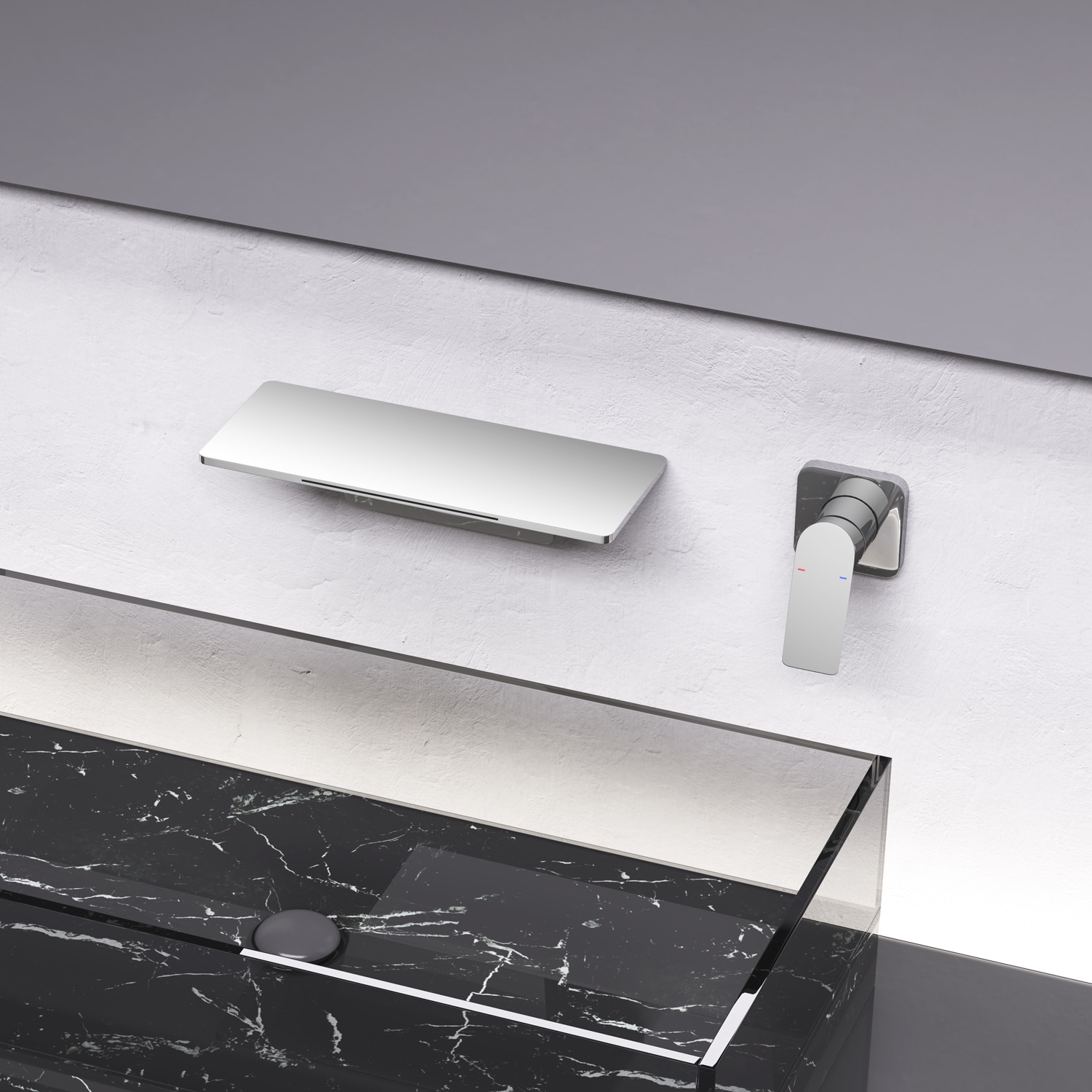 LUCKY ONE Waterfall Bathroom Sink Faucet Single Handle Wall Mounted Modern Durable Easy Install