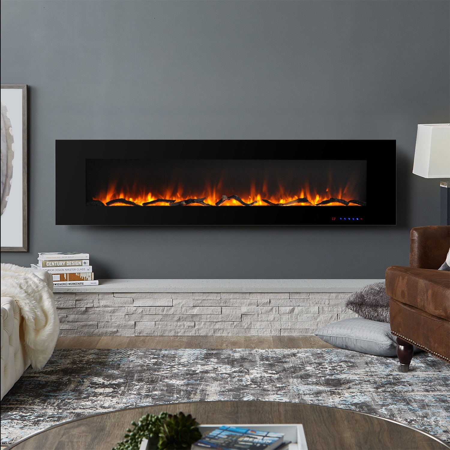 CASAINC 72-in W Black LED Electric Fireplace VL-WF-WM72 Sansujyuku sansujyuku.com