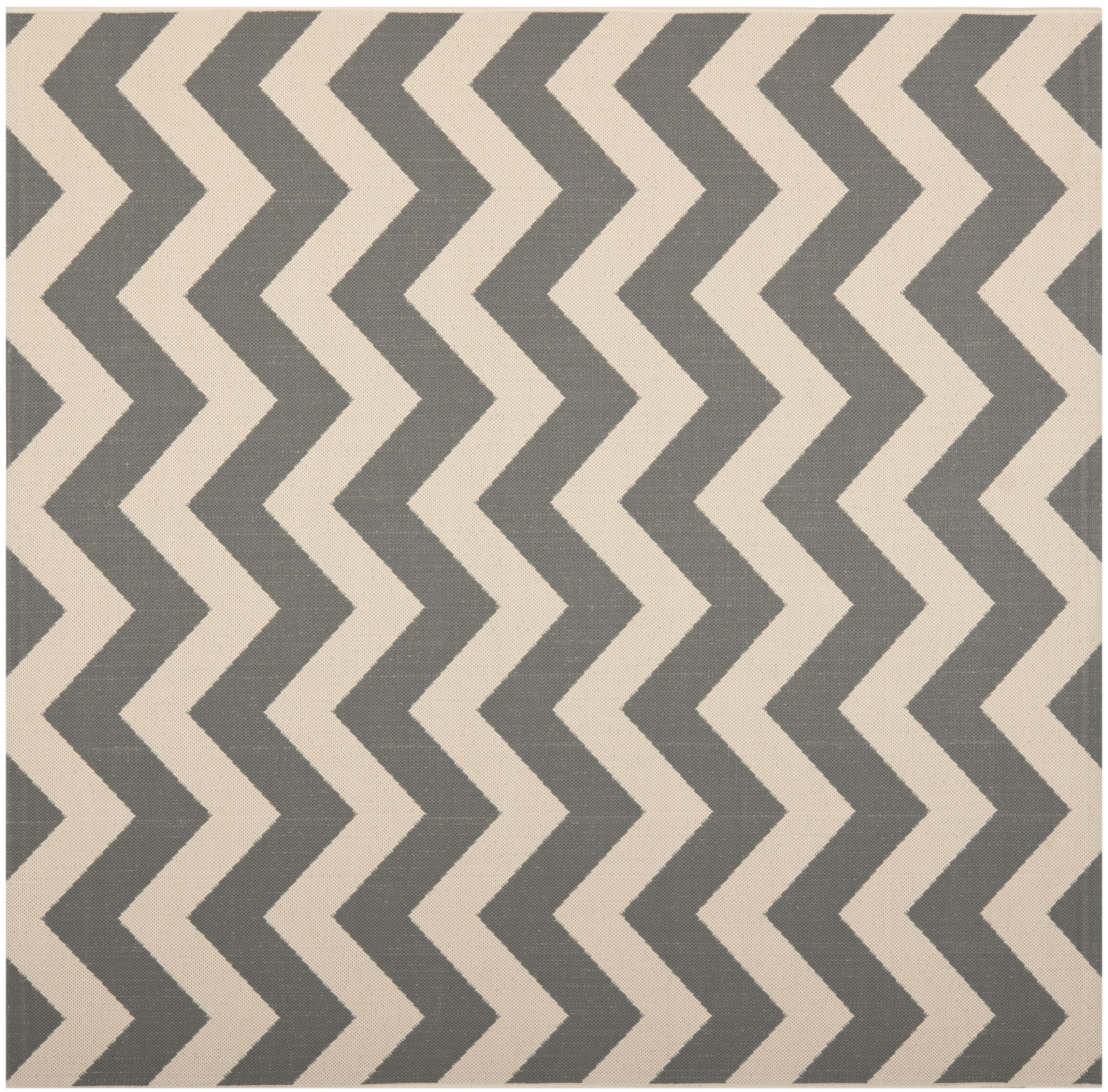 Safavieh CY6244-246-8SQ Courtyard Aiea 8 x 8 (ft) Loomed Polypropylene Gray/Beige Square Indoor/Outdoor Chevron Coastal Area rug