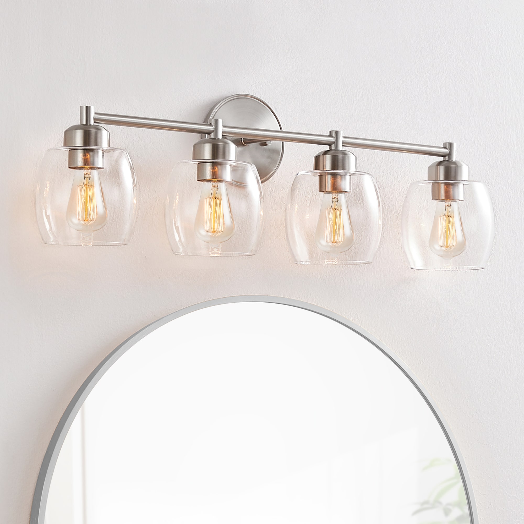 KAWOTI 21313 Britton 30-in 4 -Light Brushed Nickel Transitional Vanity light
