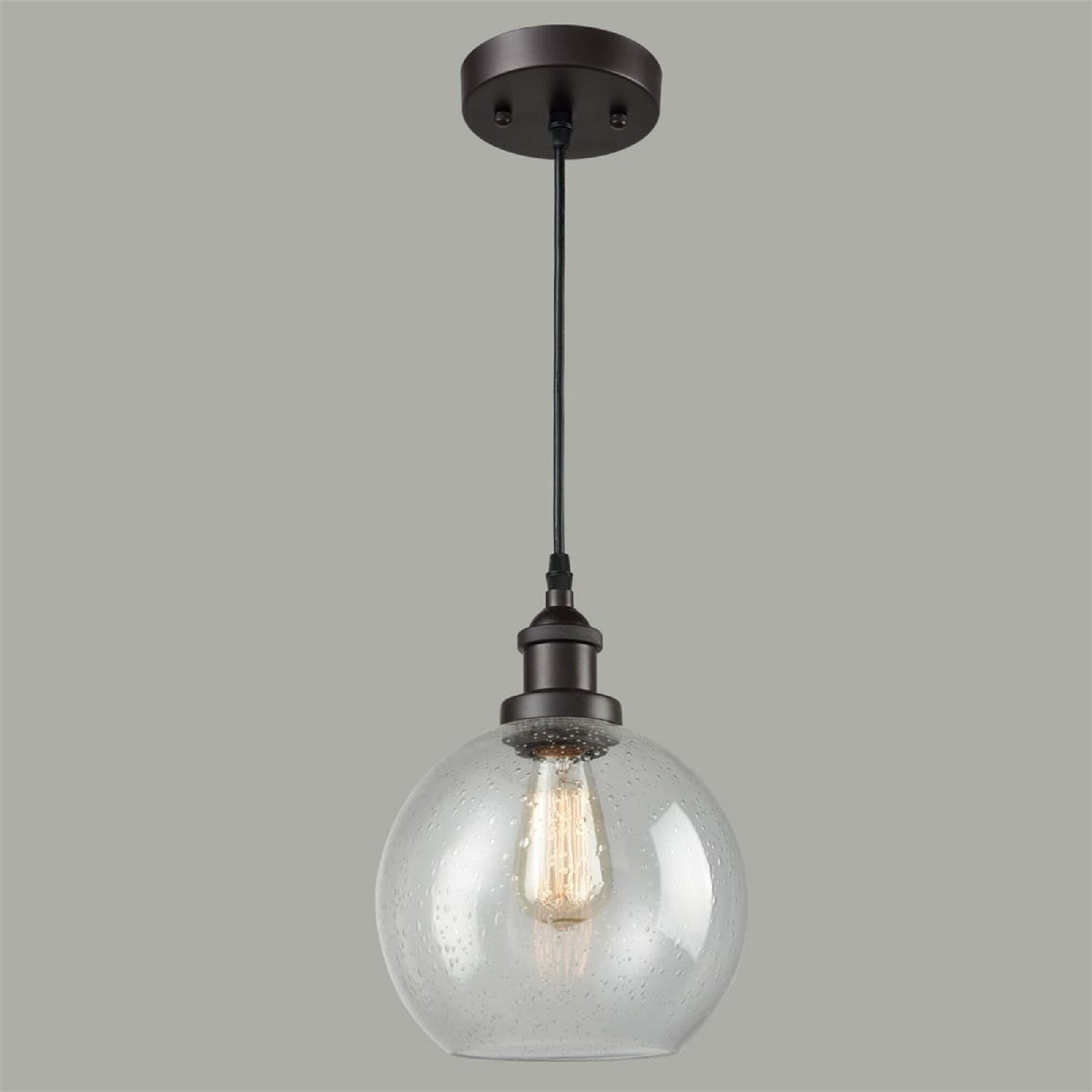 Vintage Bronze Mini Globe Pendant Light with Seeded Glass