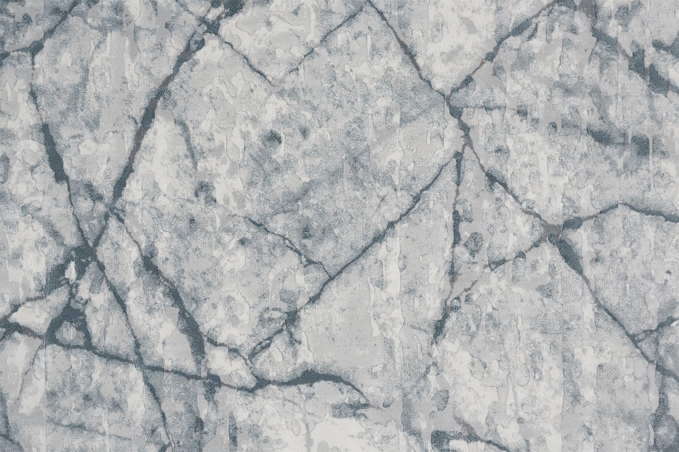 Gray Abstract Stain-Resistant Rectangular Area Rug