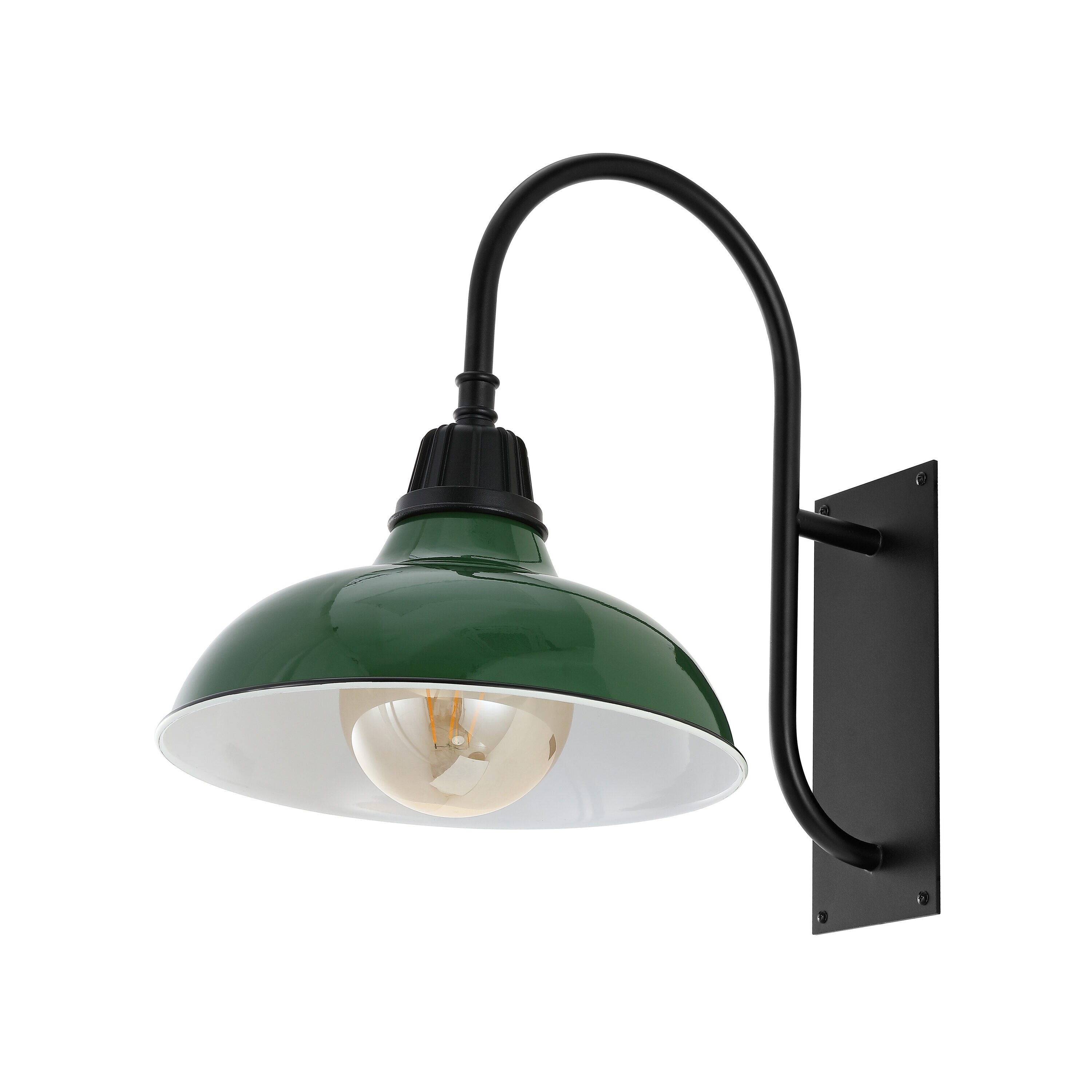 Stanley Green and Black Iron Gooseneck Arm Sconce