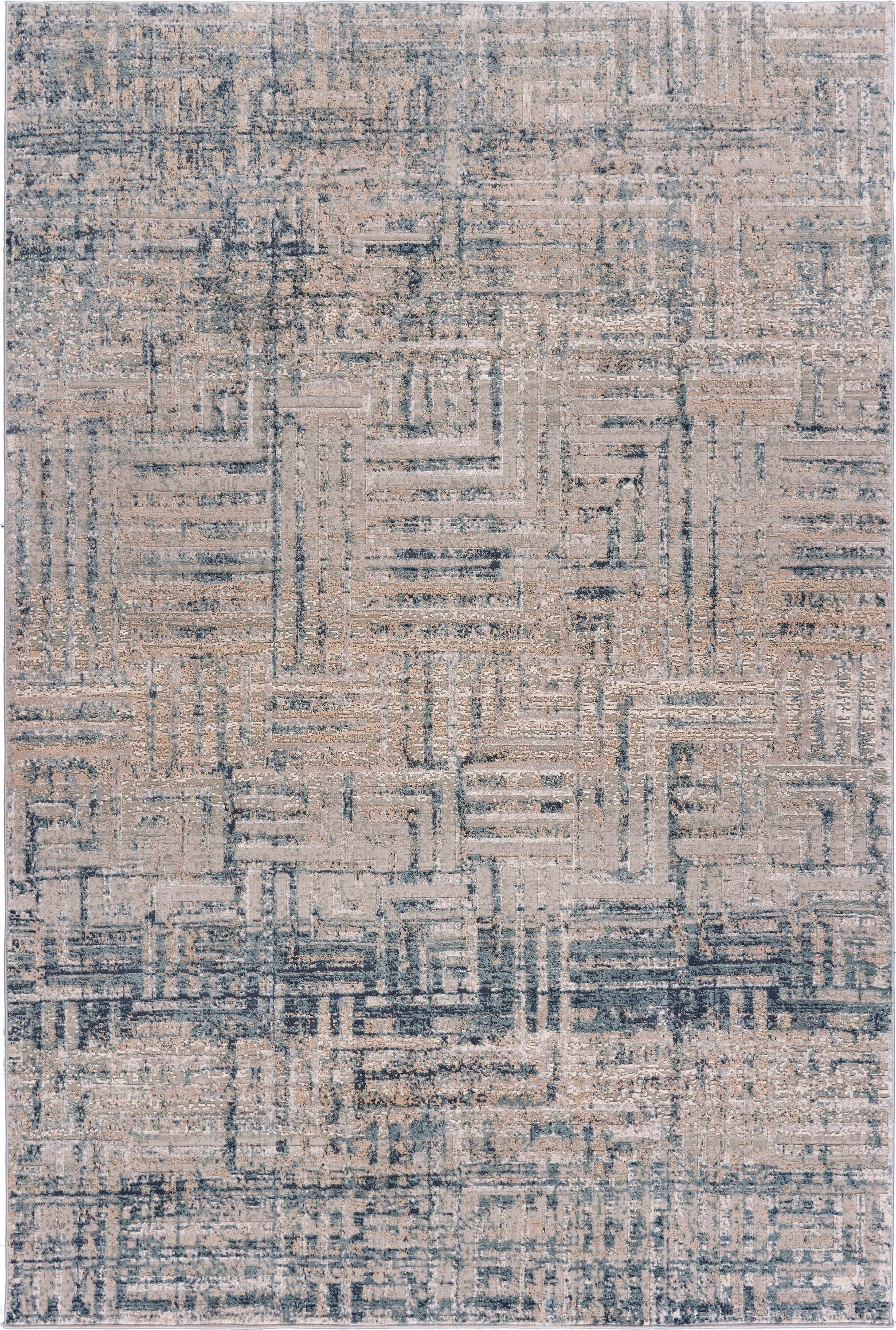 LR Home 9891A9084934J8 8 x 10 (ft) Loomed Polyester Cream/Blue/Ivory Rectangular Indoor Abstract Area rug