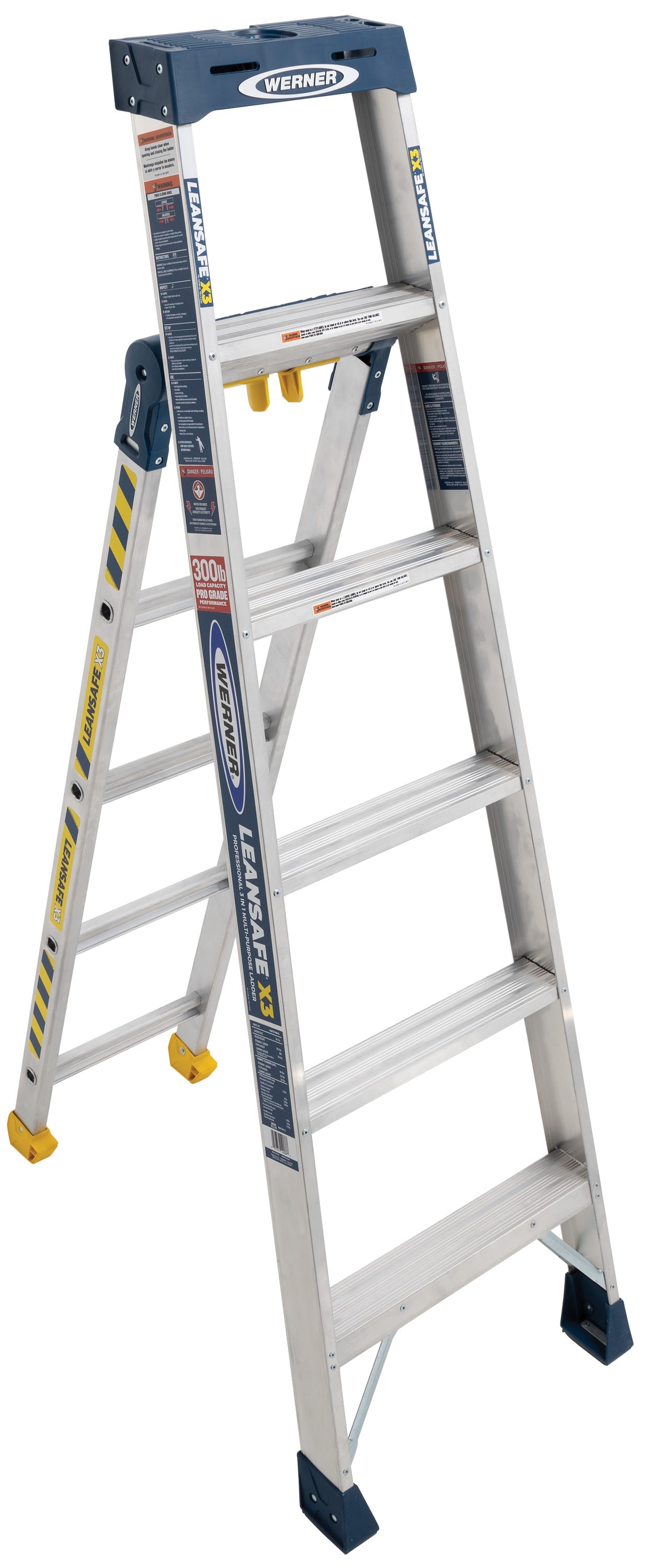 lelijk Opeenvolgend span Werner LEANSAFE X3 Aluminum 13-ft Reach Type 1A- 300 lbs. Capacity  Combination Multi-Position Ladder in the Multi-Position Ladders department  at Lowes.com