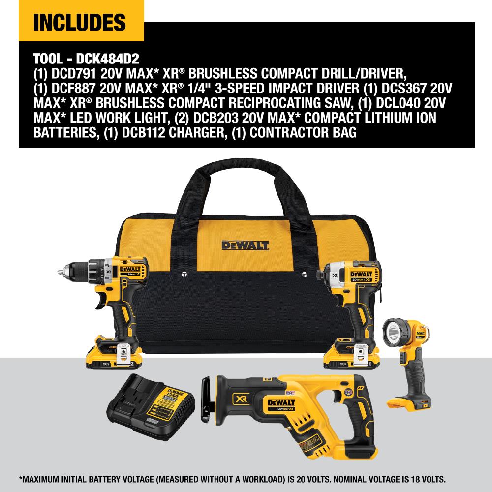 Dewalt dck484d2 20v max 2025 xr compact combo kit