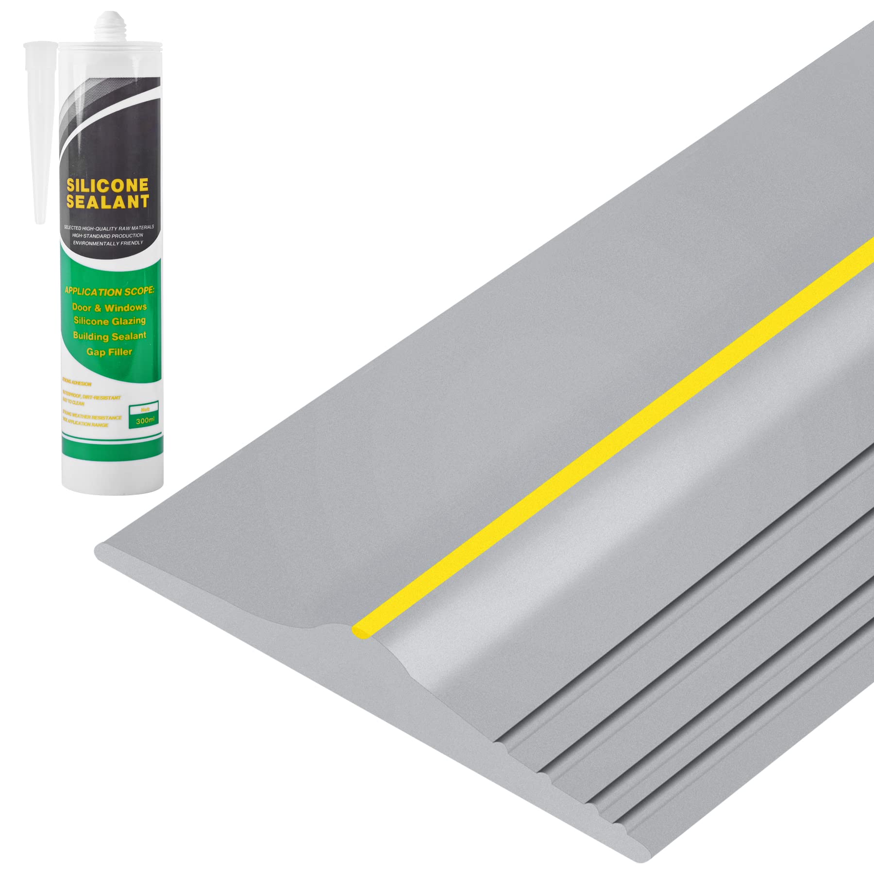 Adrinfly  10Ft Garage Door Bottom Threshold Seal Strip Weatherproof Rubber Adhesive Weather Stripping Replacement Gray durable home and garden