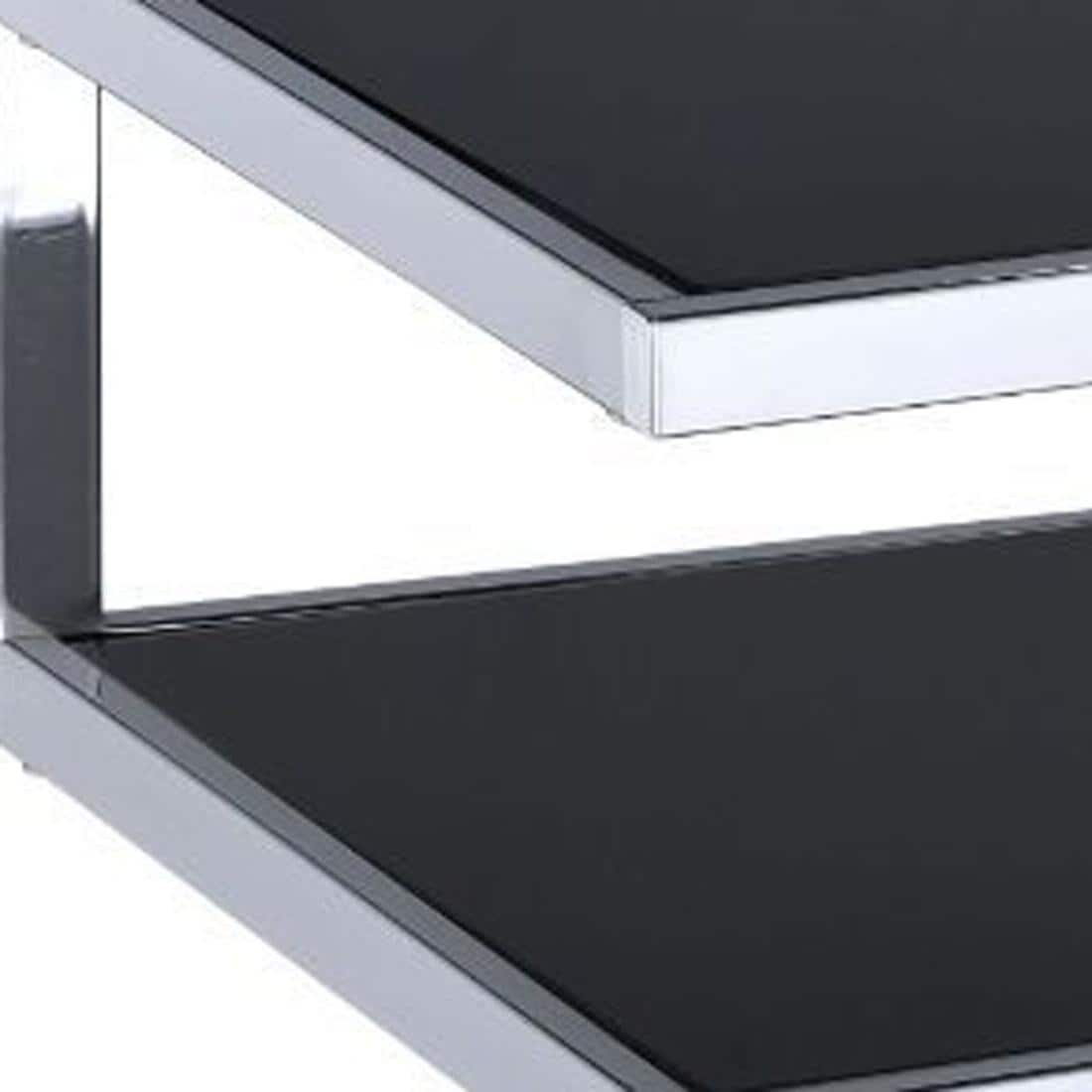 Alysa 16'' Black Glass & Stainless Steel 3-Tier End Table