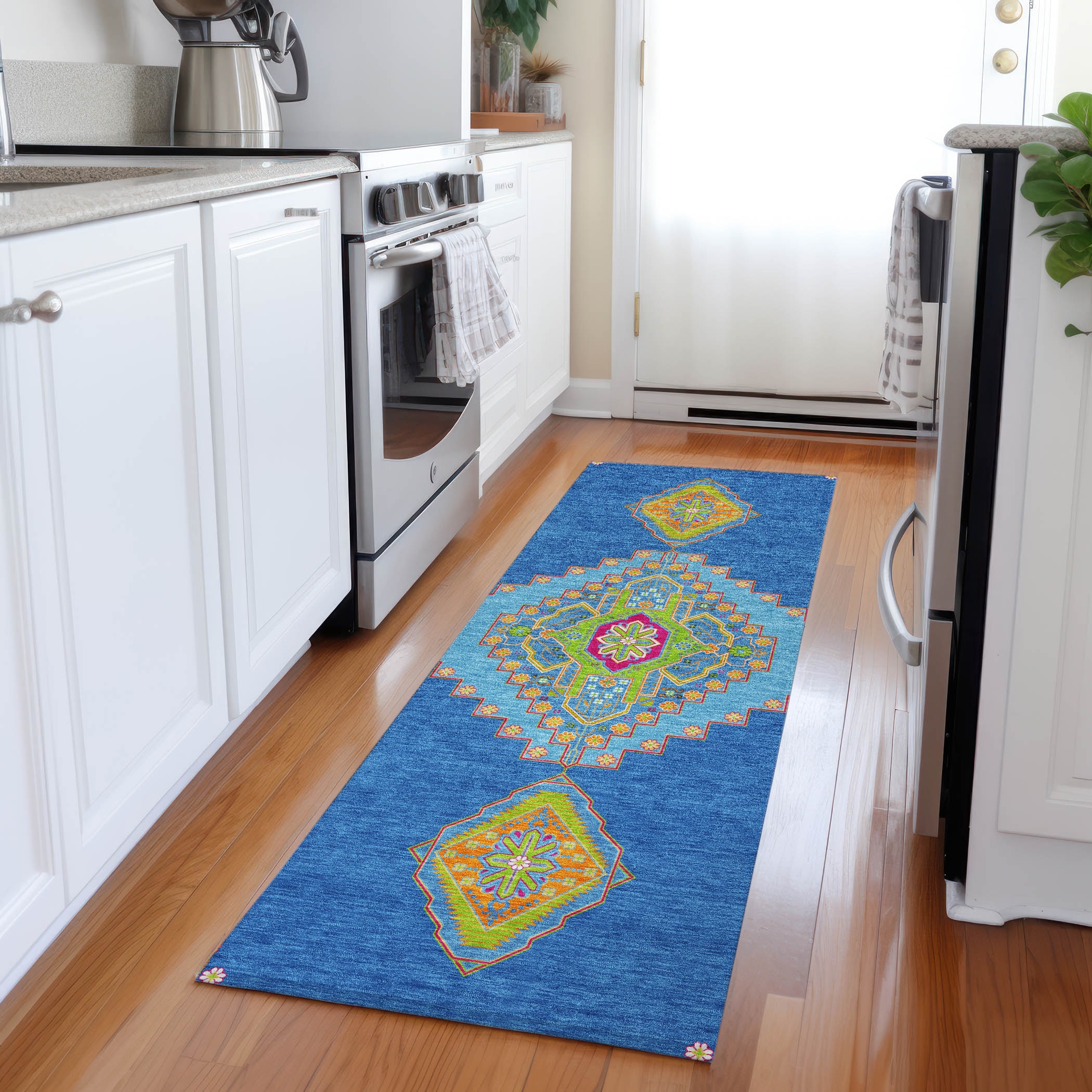 Addison Rugs ACN1014DN2X8 Chantille ACN1014DN 2 x 7 (ft) Polyester Denim Rectangular Indoor/Outdoor Geometric Machine washable Runner rug