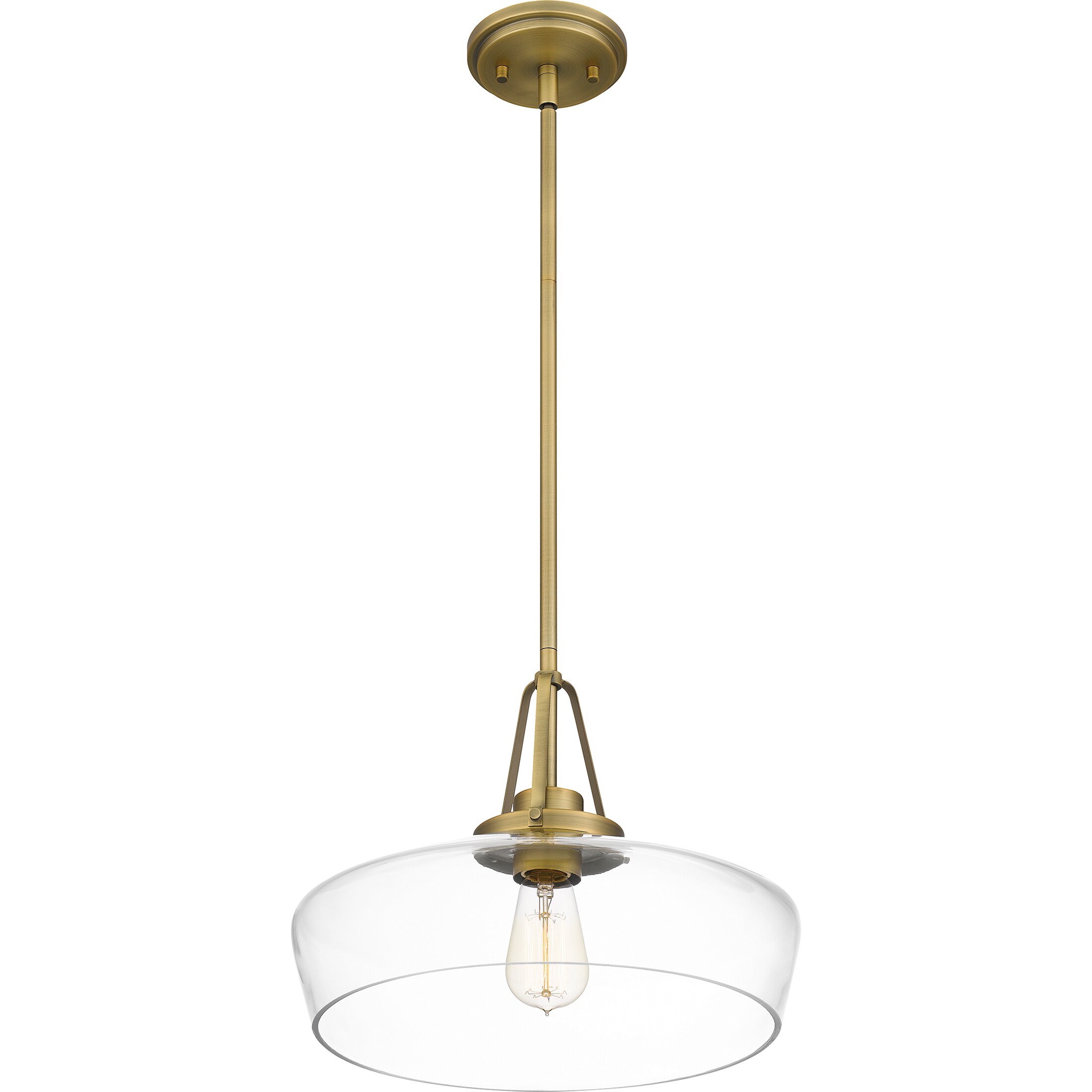 Quoizel Haven Aged Brass Transitional Clear Glass Dome Hanging Pendant Light  in the Pendant Lighting department at