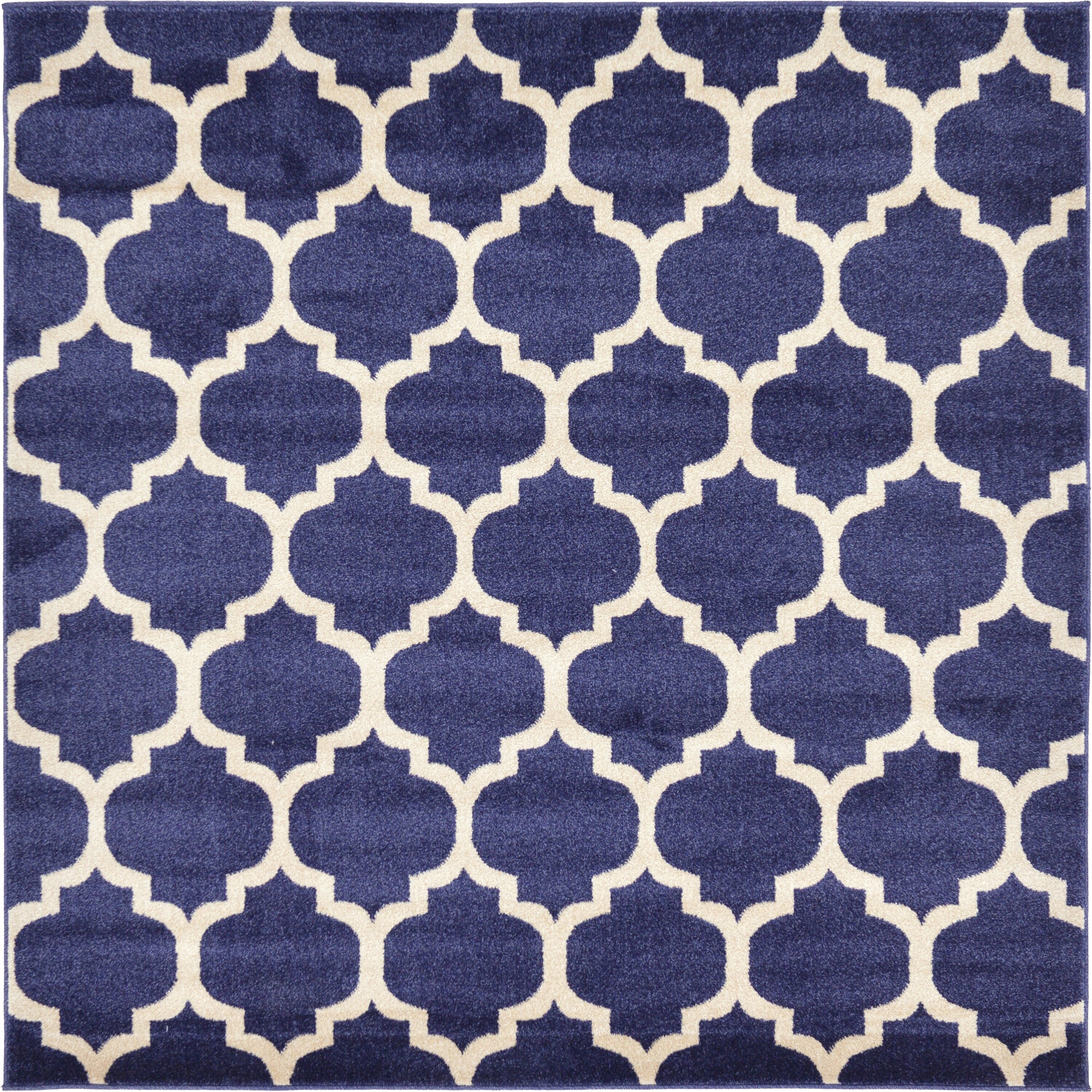 Unique Loom 3128497 Philadelphia Trellis 6 x 6 (ft) Loomed Polypropylene Navy Blue/Beige Square Indoor Geometric Area rug