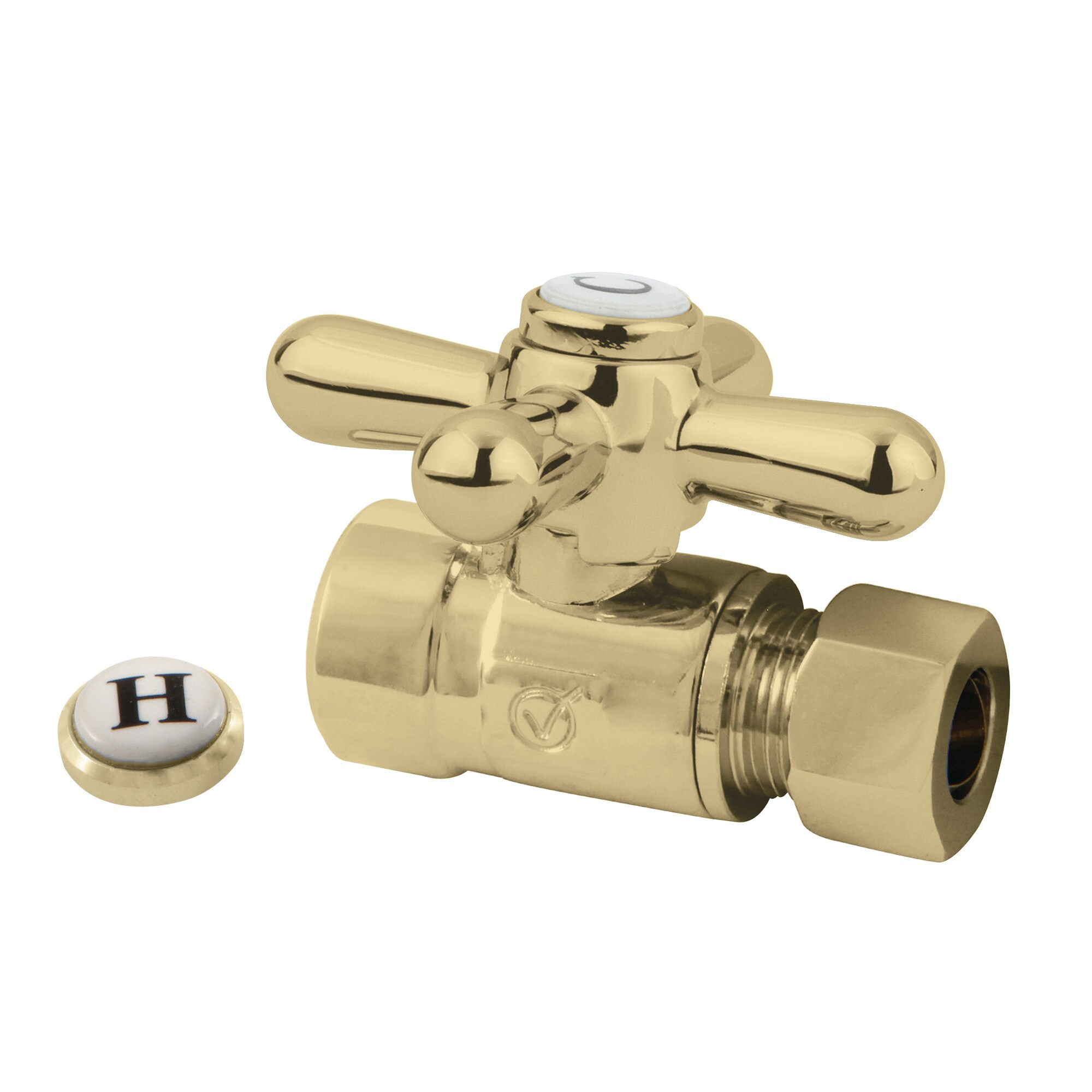 Elements of Design ECC43252X 1/2-in CopPEr Sweat x 3/8-in OD Compression Brass Quarter Turn Stop Straight Valve