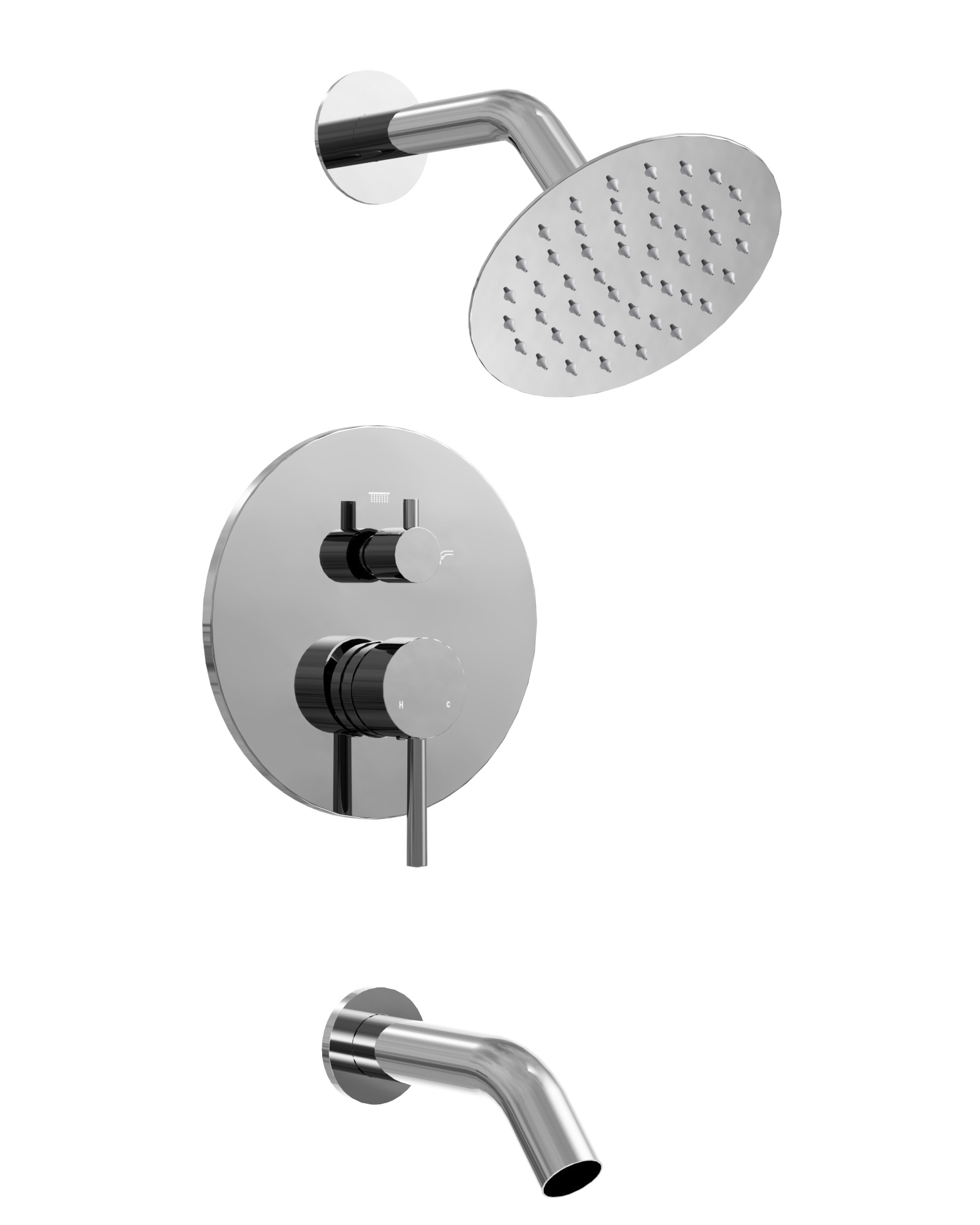 YAWWALK -  Dual-Function Round Rainfall Shower Faucet Set with Tub Spout Pressure Balance Valve C...