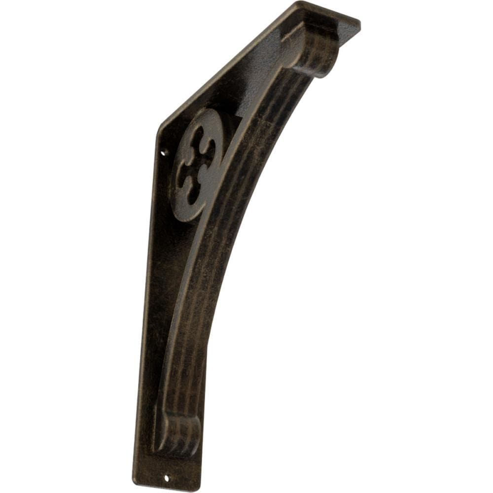Ekena Millwork BKTM02X07X10TCRAPG Crawley 7.5-in x 2-in x 10-in Antique gold Wrought iron Mounting bracket