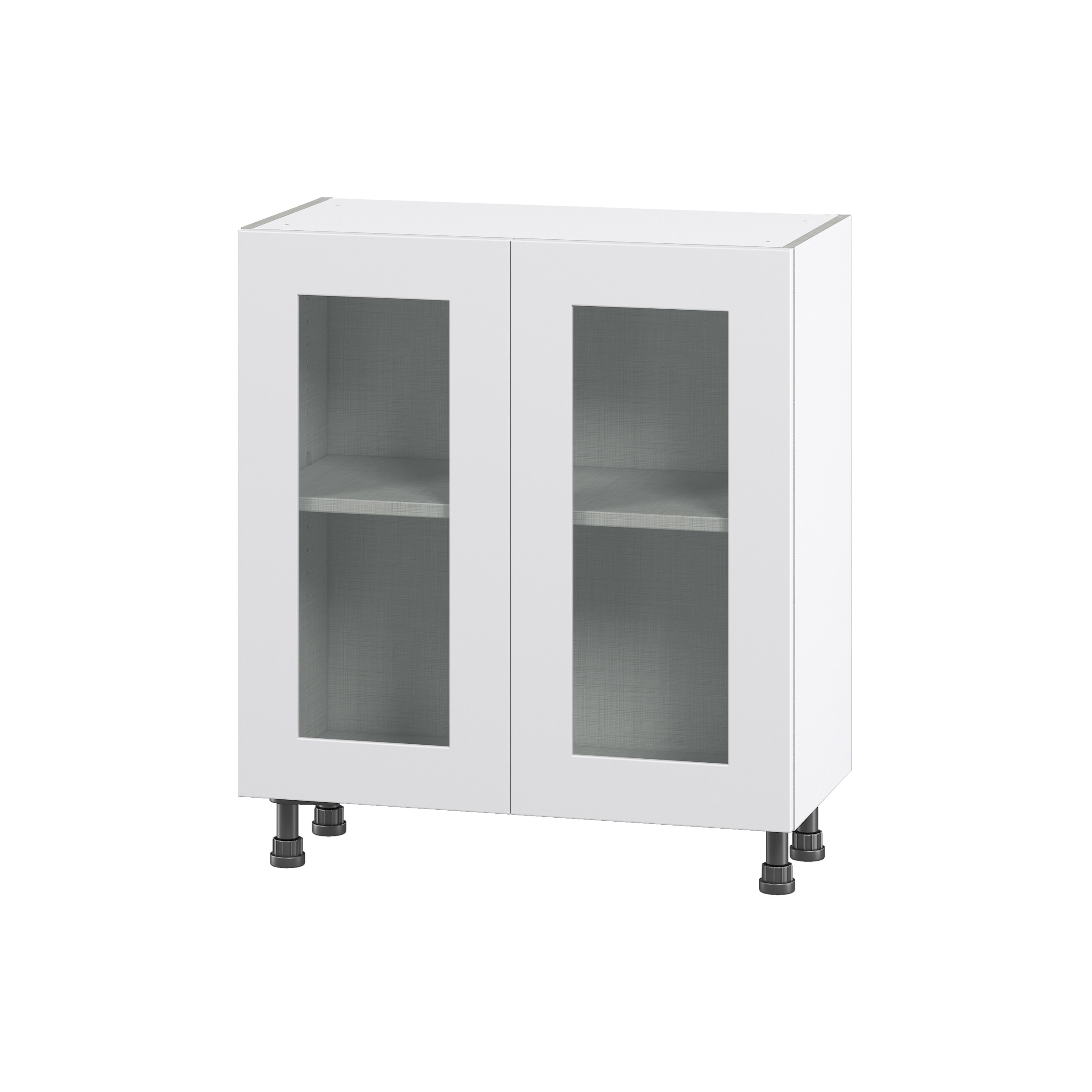 Hugo&Borg Jolie 15-in W x 34.5-in H x 16-in D Warm White Base Fully Assembled Cabinet (Glass Panel Shaker Door Style)