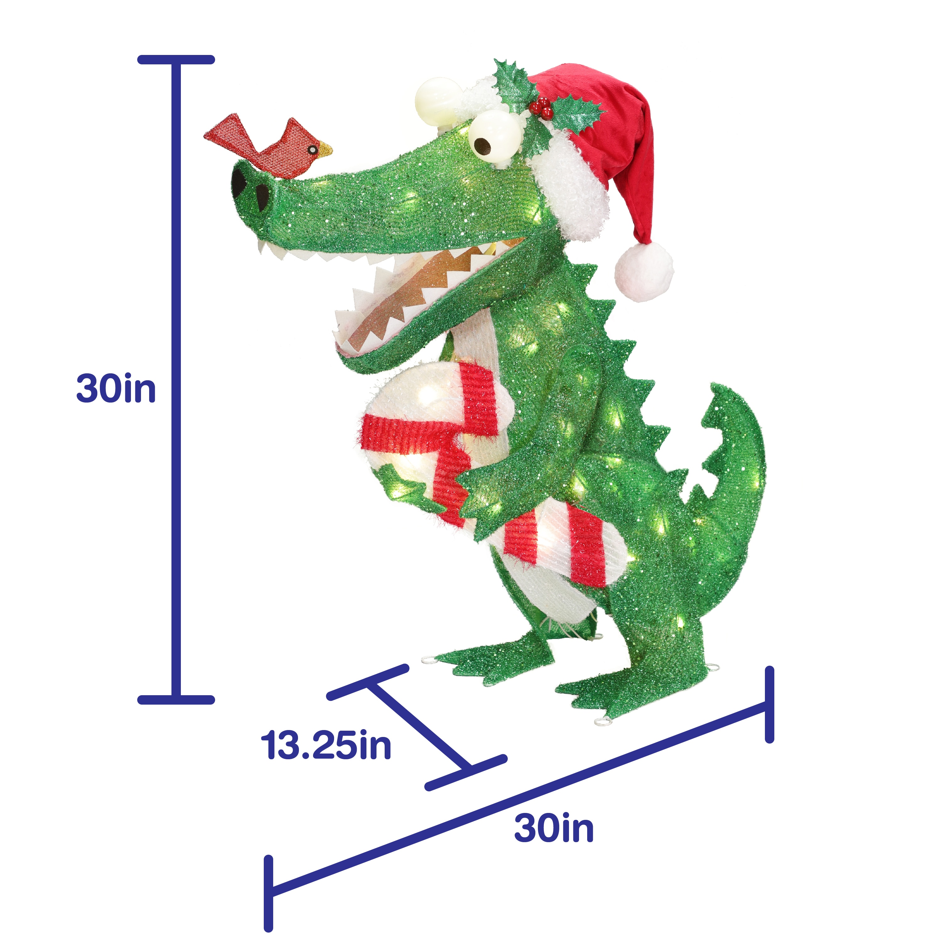 Holiday Living 30-in Alligator Free Standing Decoration with White LED  Lights at