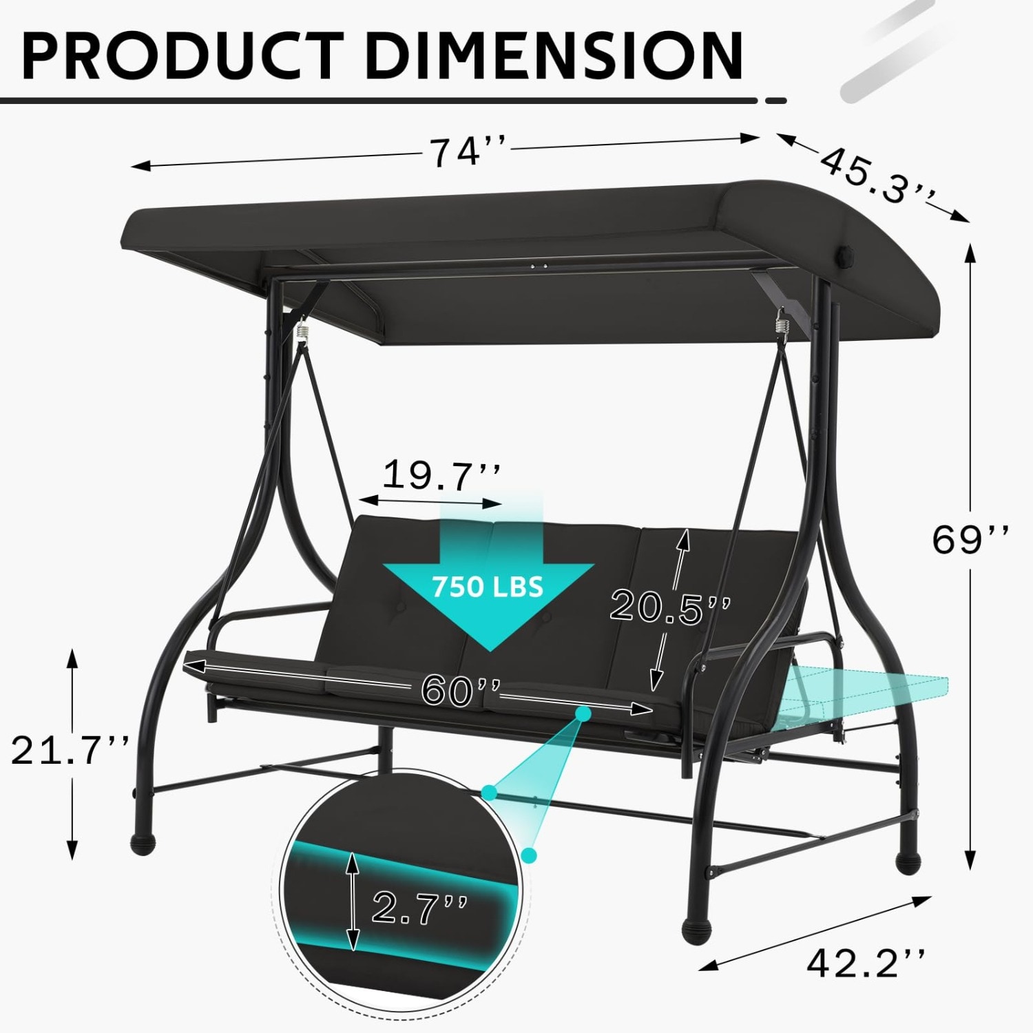 AECOJOY 16024BK-LS01 Swing-Gliders - View #4