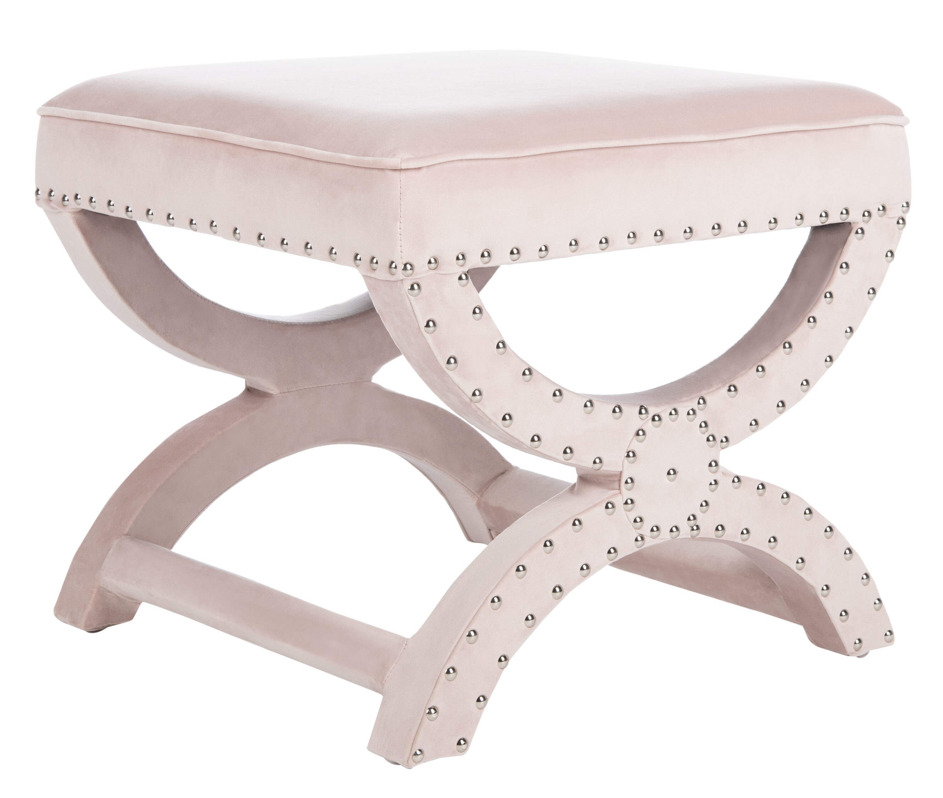 Safavieh Mystic Modern Blush Pink Velvet Ottoman At