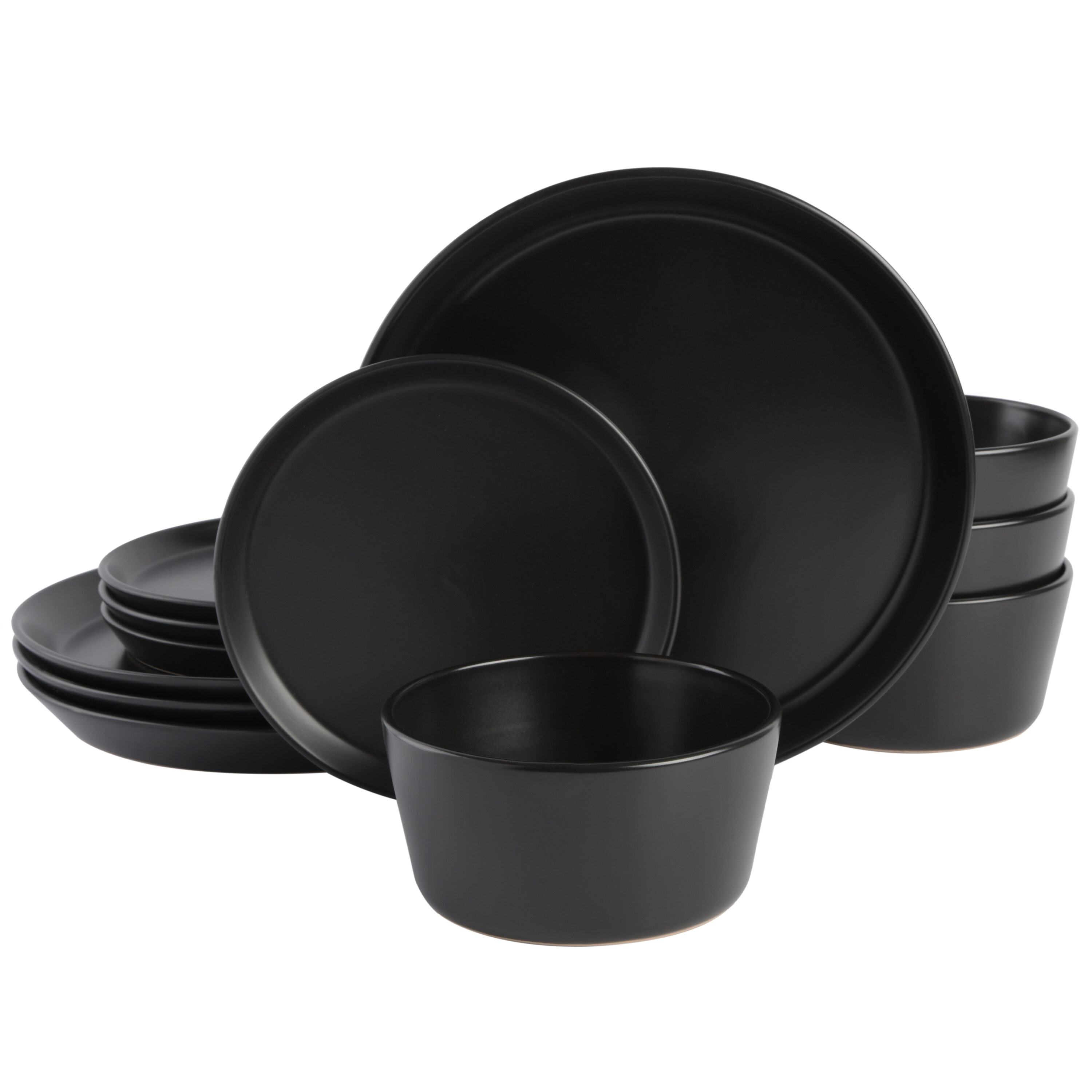 Gibson Home 96897.12R Sofia 12 Piece Coupe Dinnerware Set - Matte Black
