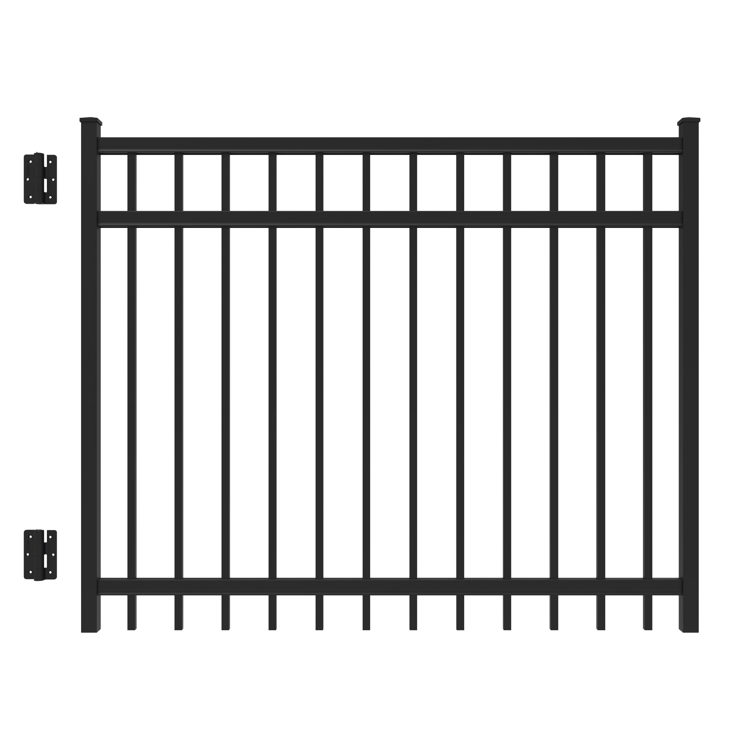 Freedom 73010307 New Haven 4-ft H x 5-ft W Black Aluminum Decorative Walk-thru Spaced picket Fence gate