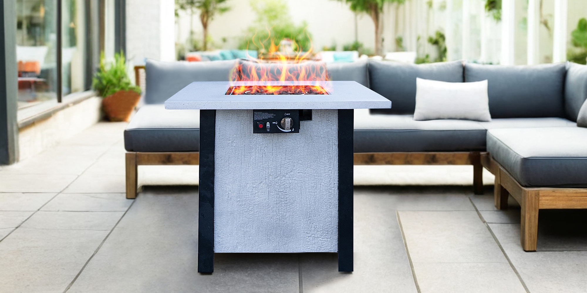 Tatayosi P1-1P231712 25 H Inches Outdoor Patio Propane Gas Fire Pit Table - 50000 BTU High-temperature-resistant carving process for environmentally friendly materials with the effect of charcoal grain