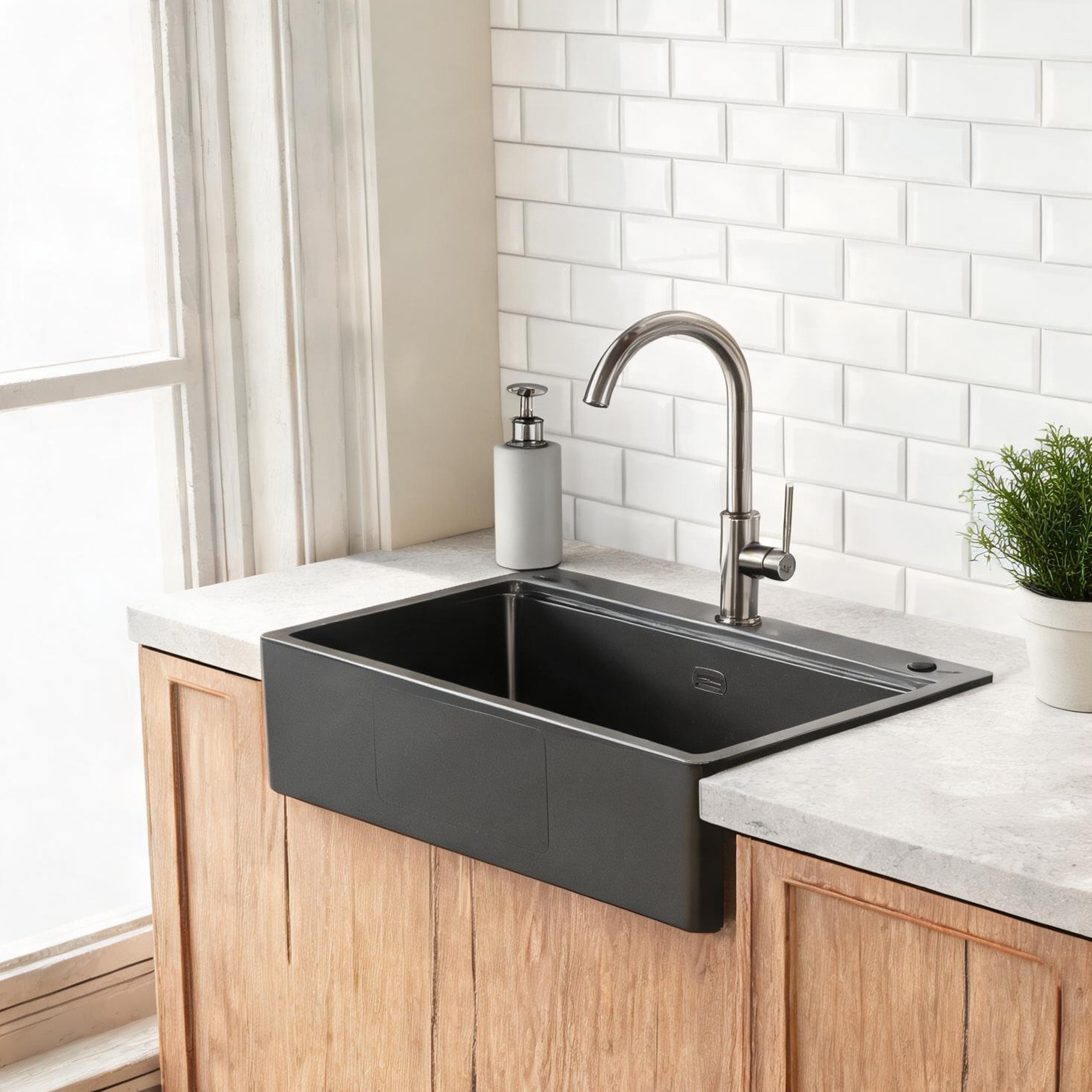 Naturefalls 33 x 22 Inch Single Bowl Overmount Kitchen Sink Handmade Stainless Steel in Classic Black with Cutting Board and Accessories #VJKQ22ZDBTJY