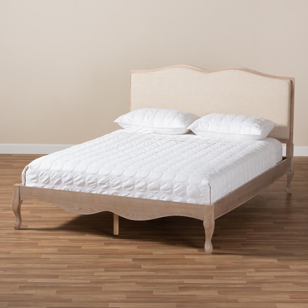 Baxton Studio Campagne Beige King Wood Platform Bed at Lowes