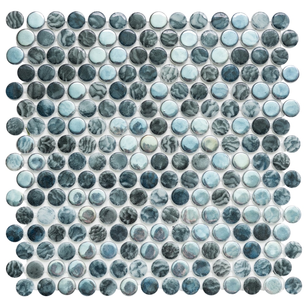 The Tile Life SPENNBLISAR Sample- Eterna Penny Arrecife Iridis Grey 4-in x 4-in Glossy Glass Floor and Wall Tile