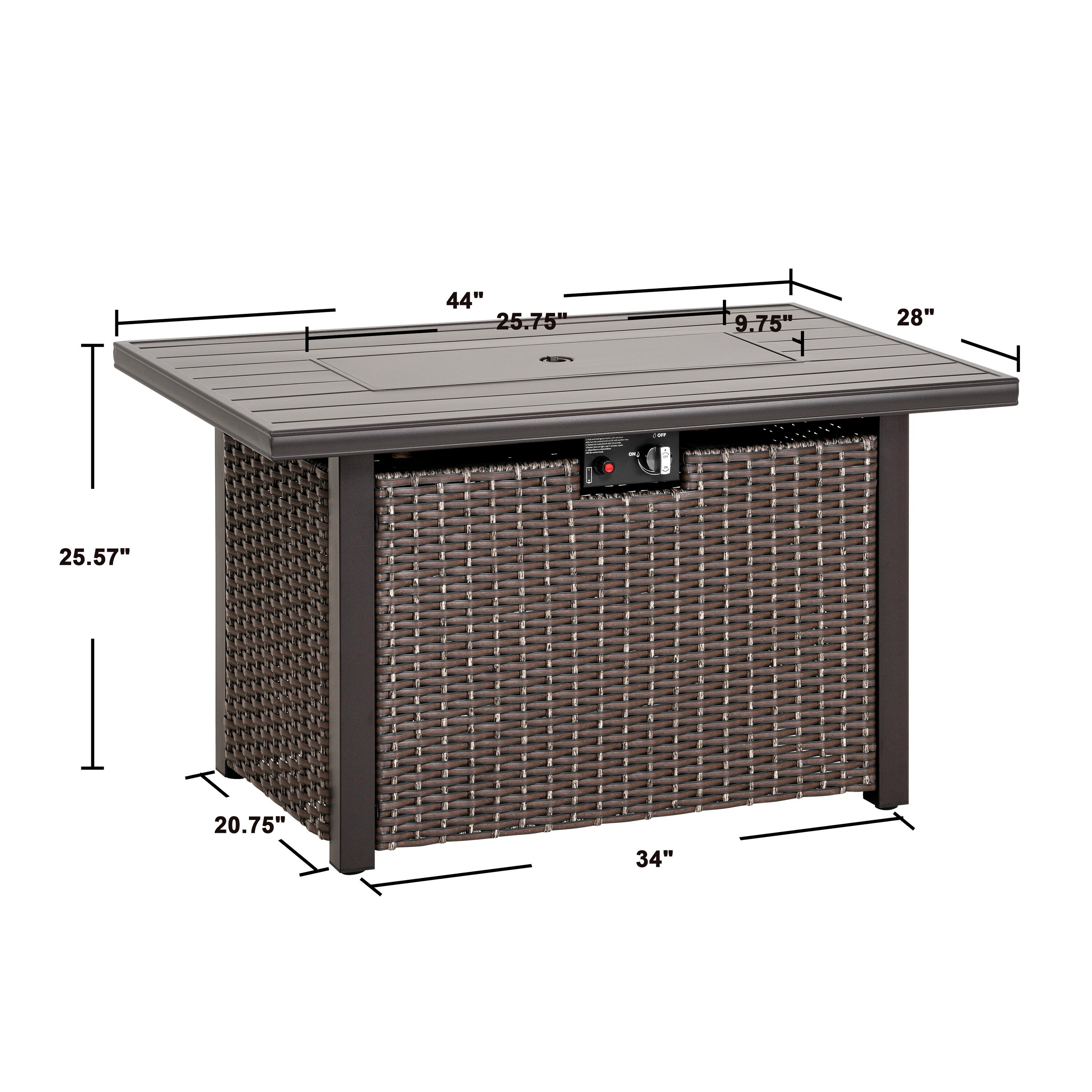 Nuu Garden 44-in W 50000-BTU Brown Aluminum Propane Gas Fire Pit Table ...