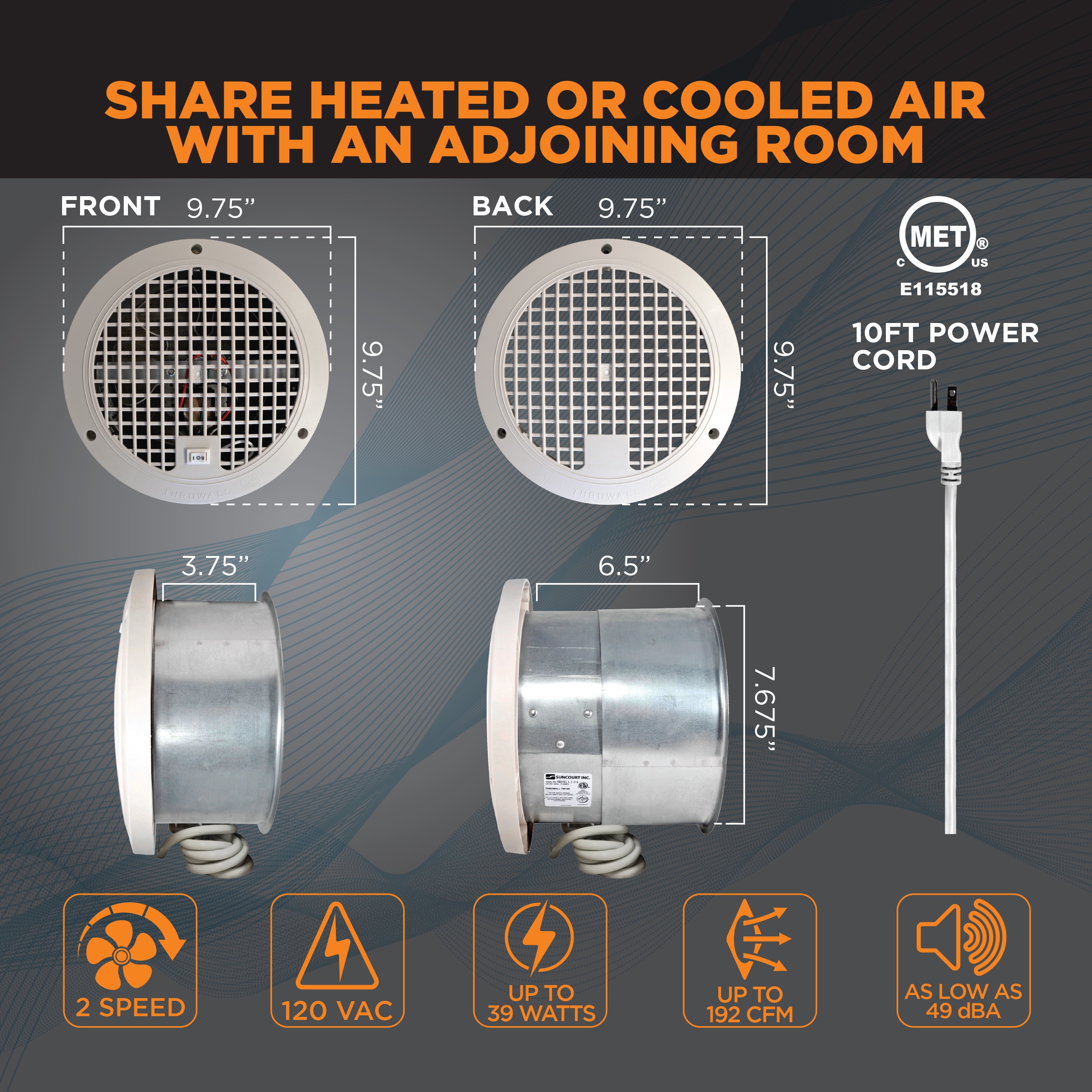 SUNCOURT TW108 Through-Wall-Fans - View #3