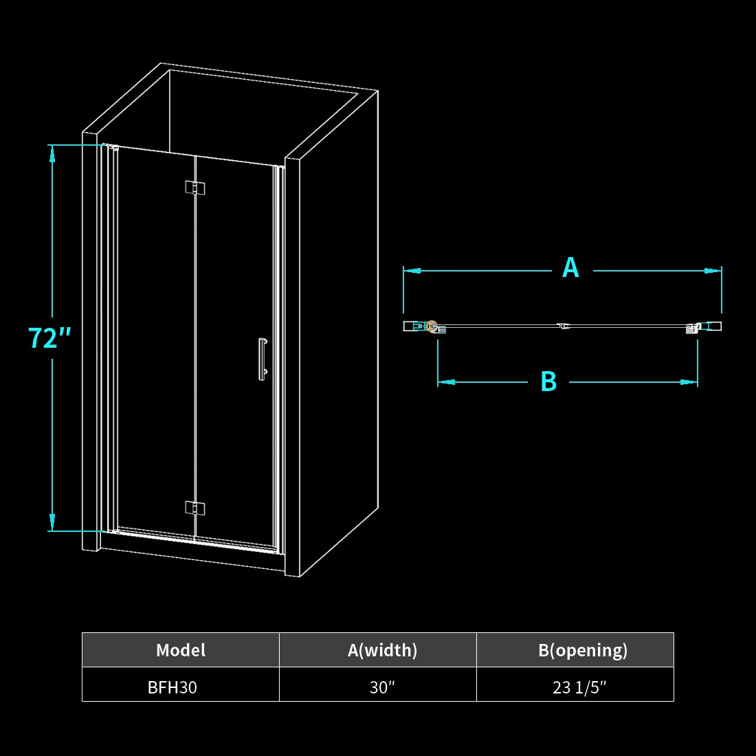 CASAINC BFH30 Shower-Doors - View #8