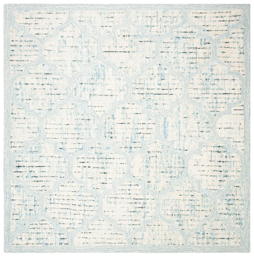 Ivory Abstract Tufted Handmade Wool 6' Square Area Rug