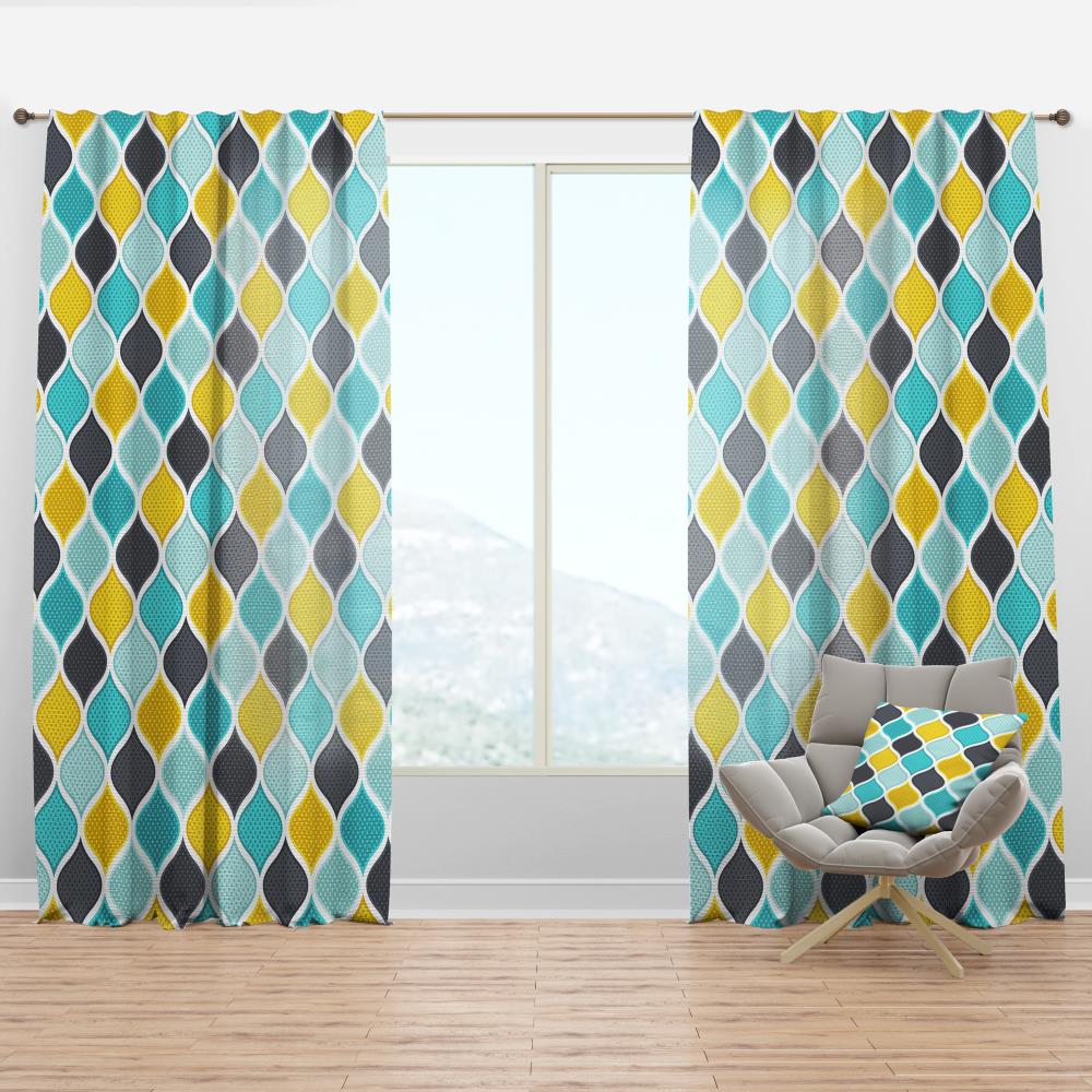 Designart CTN18942-52-90 90-in Blue Abstract Room darkening Thermal lined Rod pocket Single curtain panel
