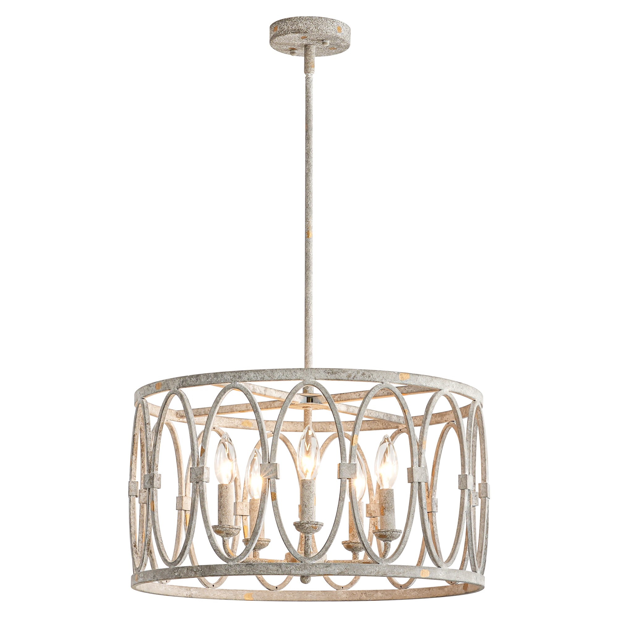 Rennnsan CL810147708 Rafael 5 -Light Distressed White Industrial For Use in Bedrooms, Dining Rooms, Foyers, Kitchens, Living Rooms Chandelier
