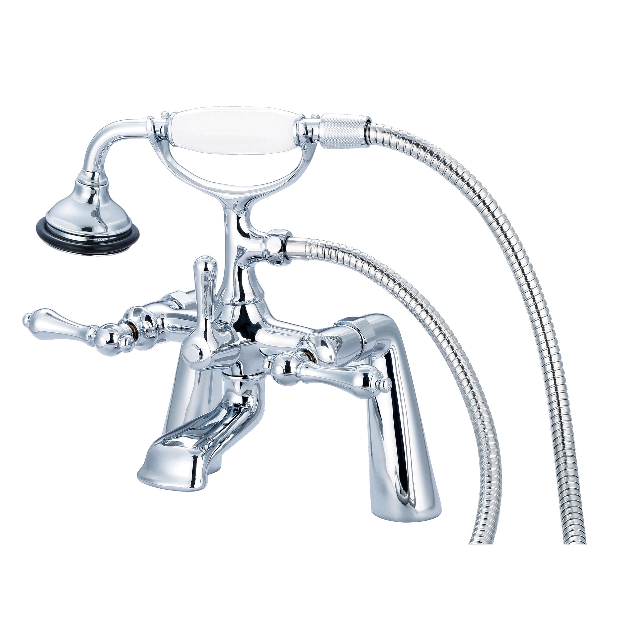 Water Creation F6-0003-01-AL F6 Chrome 3-handle Deck-mount Roman Waterfall Bathtub Faucet with Hand Shower ( Valve Included )