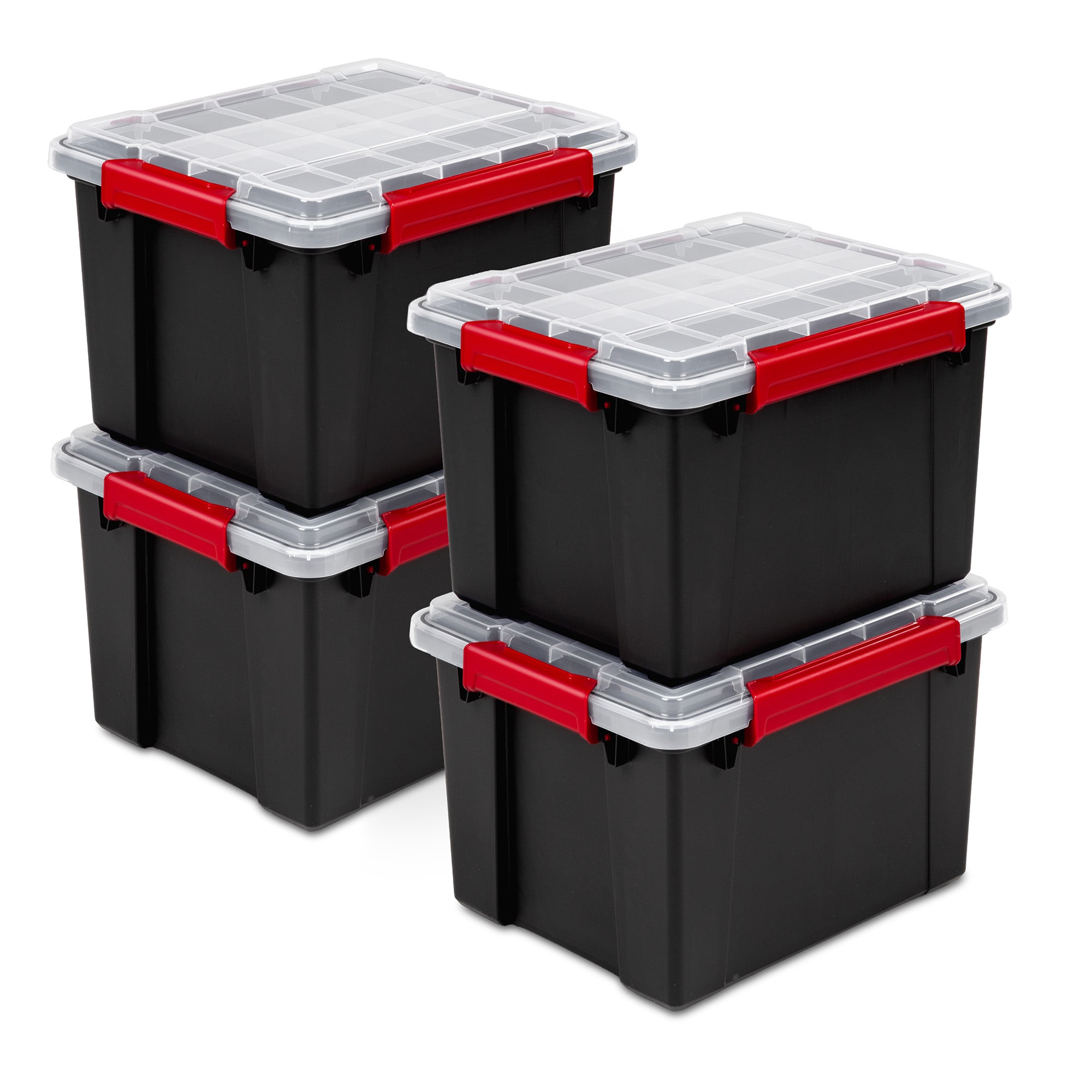 Sterilite  8.5 Gal Gasket Box Stackable Storage Container w/ Lid Black 4 Pack