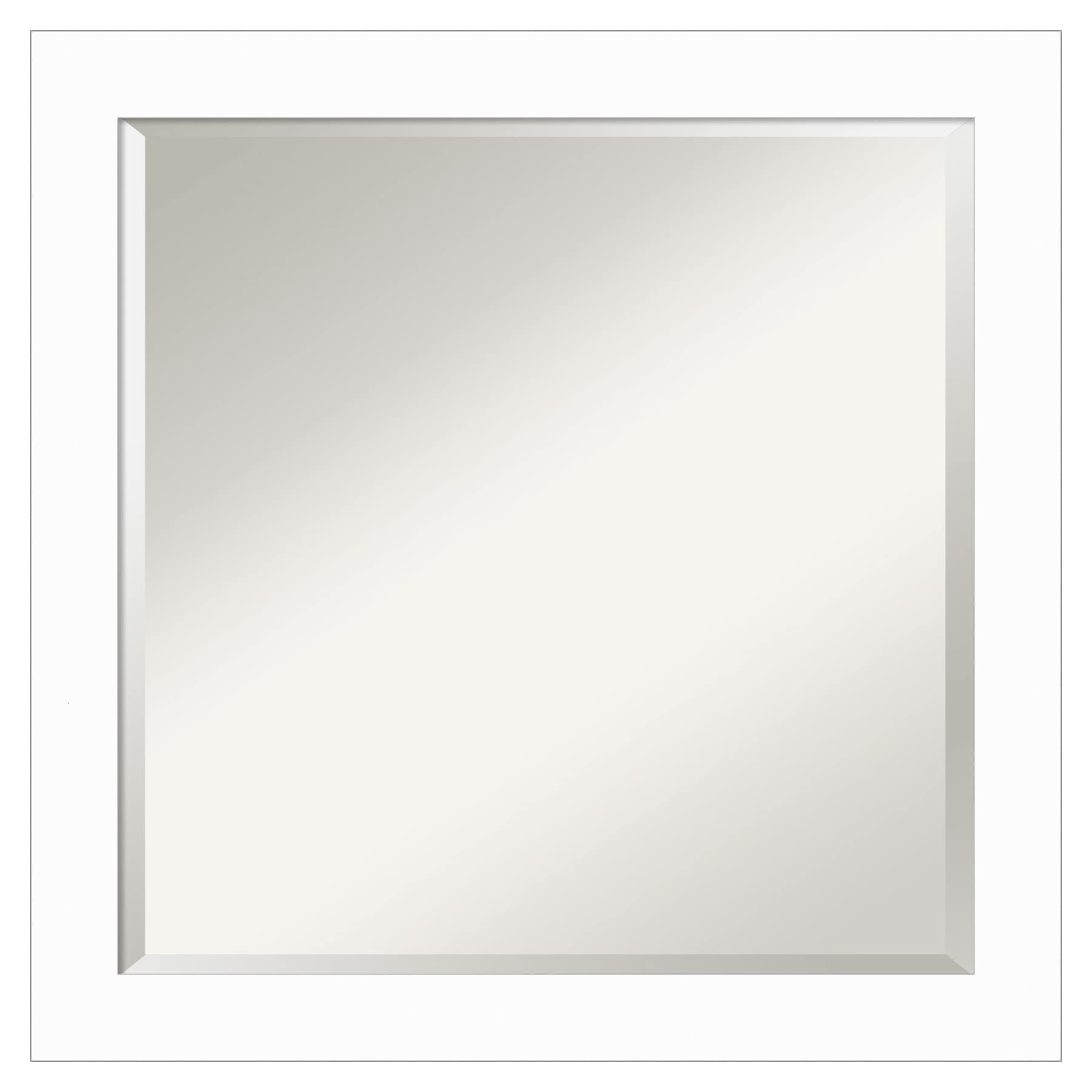 Amanti Art A17008262050 Basic White Narrow Frame 23.5-Inches W x 23.5-Inches H Square Salon Scoop Silver Framed Wall Mirror