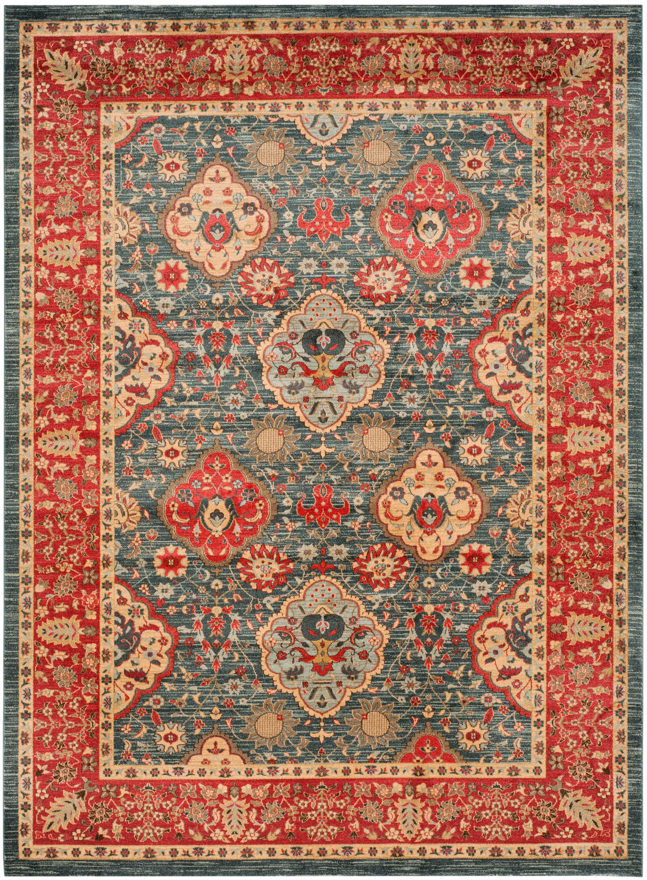 Safavieh Mahal Red and Navy Rectangular Synthetic Area Rug