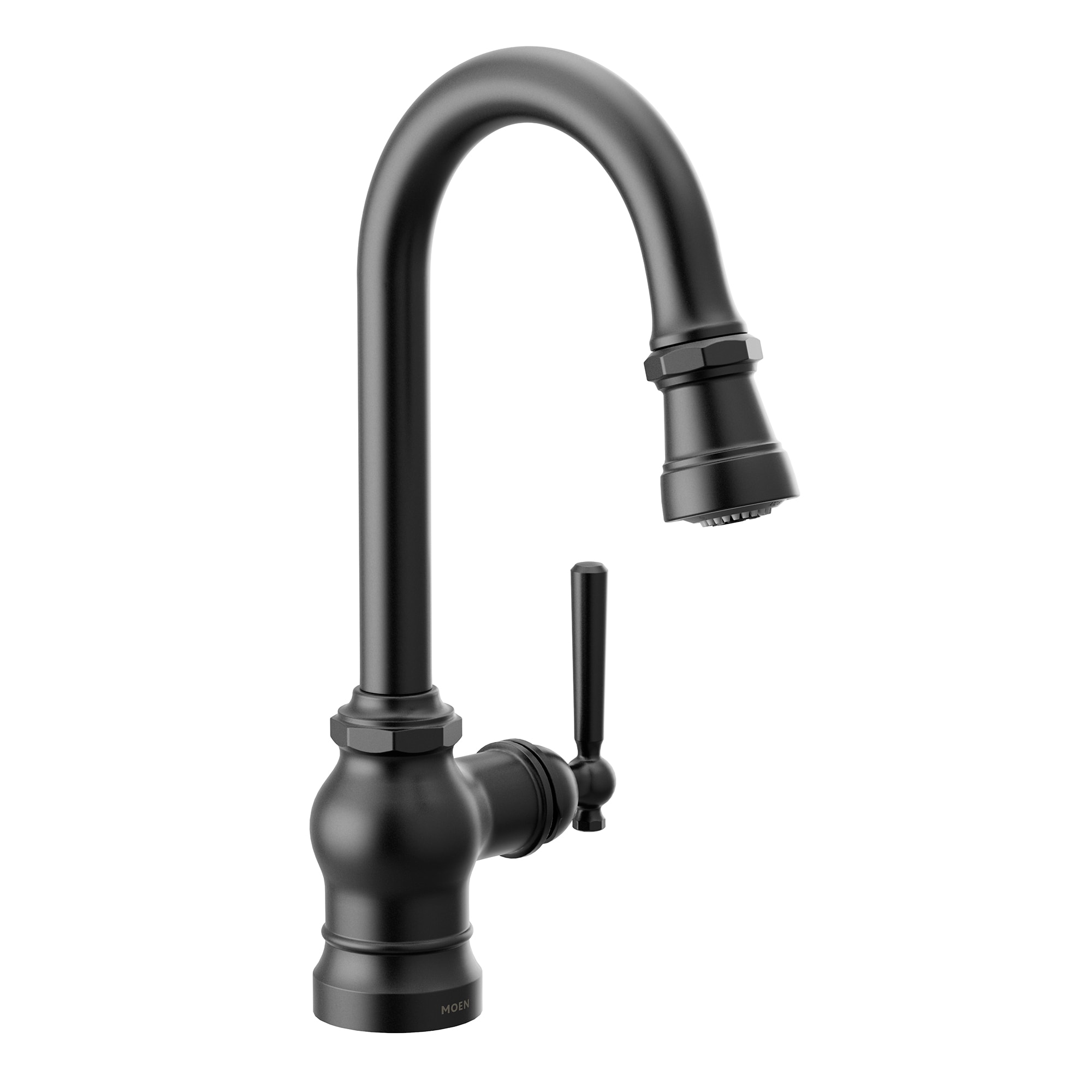 Moen S52003BL Paterson Matte Black Single Handle Deck-mount Bar and Prep Kitchen Faucet with Sprayer