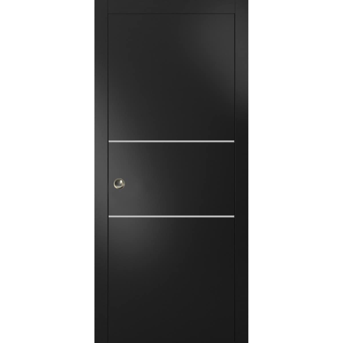 SARTODOORS Sliding Pocket Door with Frames - Planum 0110 - Kit Trims Rail Hardware - Solid Wood Interior Bedroom Bathroom Closet Sturdy Doors -32 x 84
