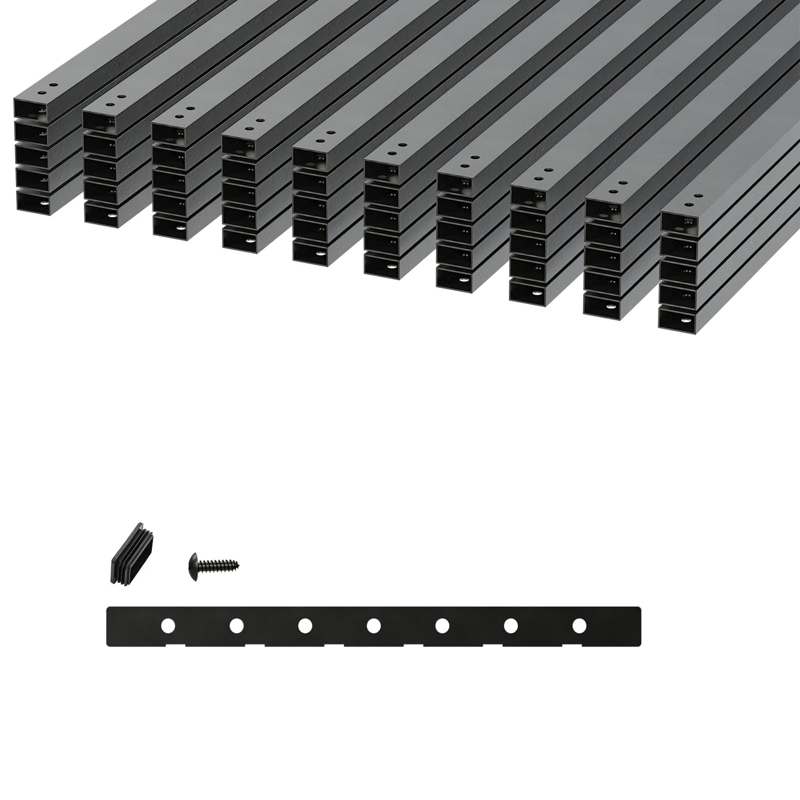 Misopily 50 Pack 32.25 Inch Hollow Aluminum Deck Balusters Matte Black Rectangular Metal Spindles with Screws and Installation Guide for Outdoor Railing