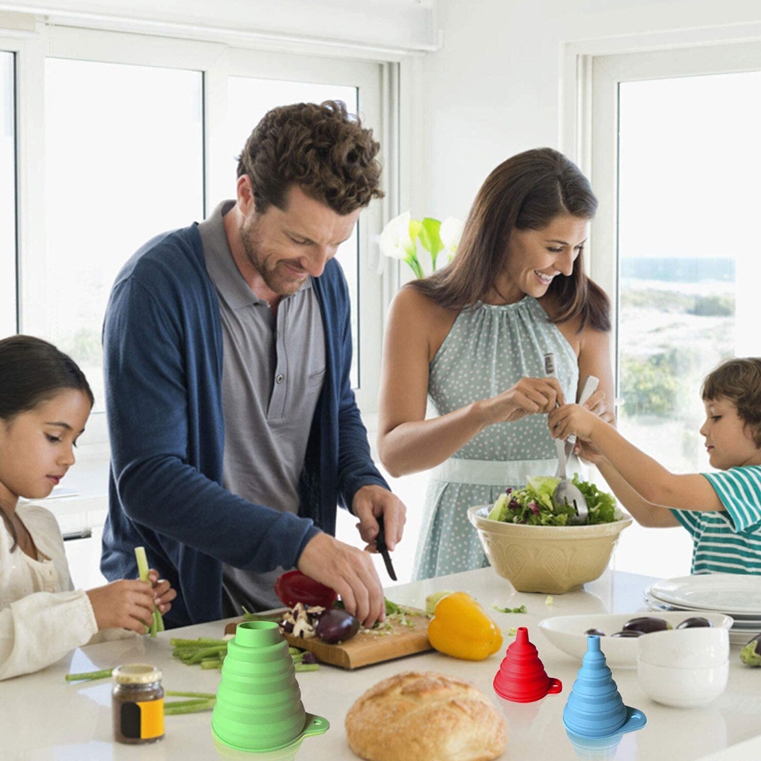 DHMHD Kitchen Funnel Set 3 Piece Food Grade Silicone Collapsible ...