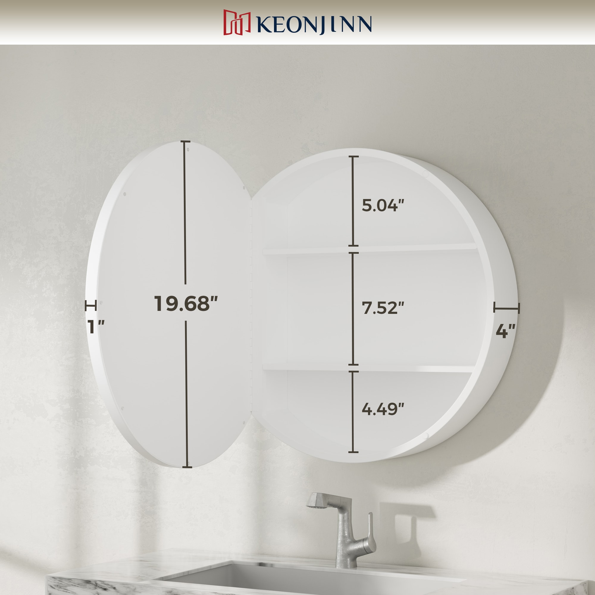 Keonjinn LW-JSKJG-R50SI Bathroom-Medicine-Cabinets - View #5
