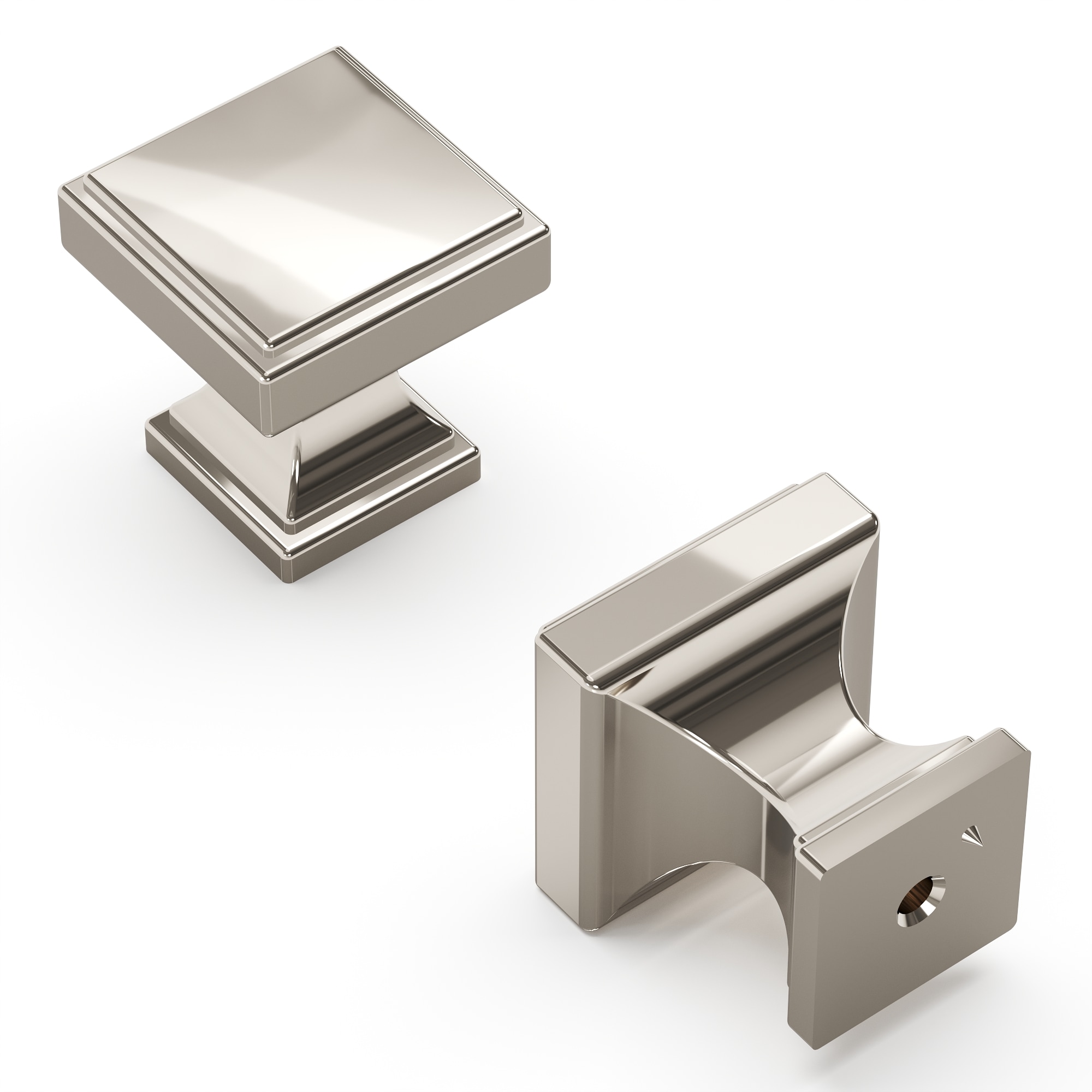 Belwith Keeler B077458-14 Brownstone Polished Nickel Square Transitional Cabinet Knob