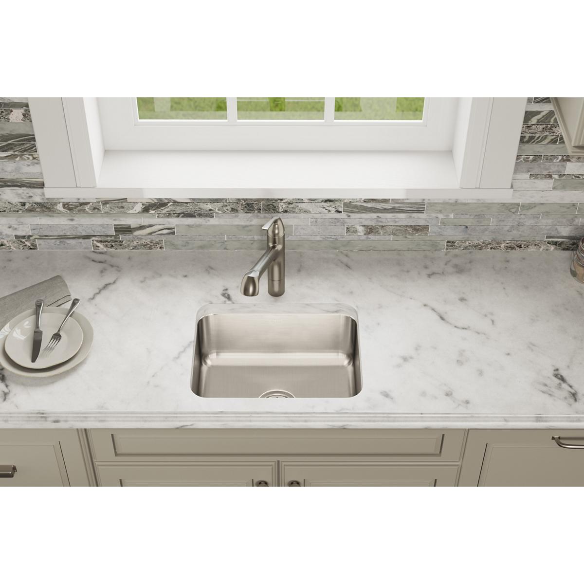 Elkay ELUH1814 Gourmet Undermount 20.5-Inches x 16.5-Inches Loustrous Satin Stainless steel Single bowl 18 -Gauge Kitchen Sink