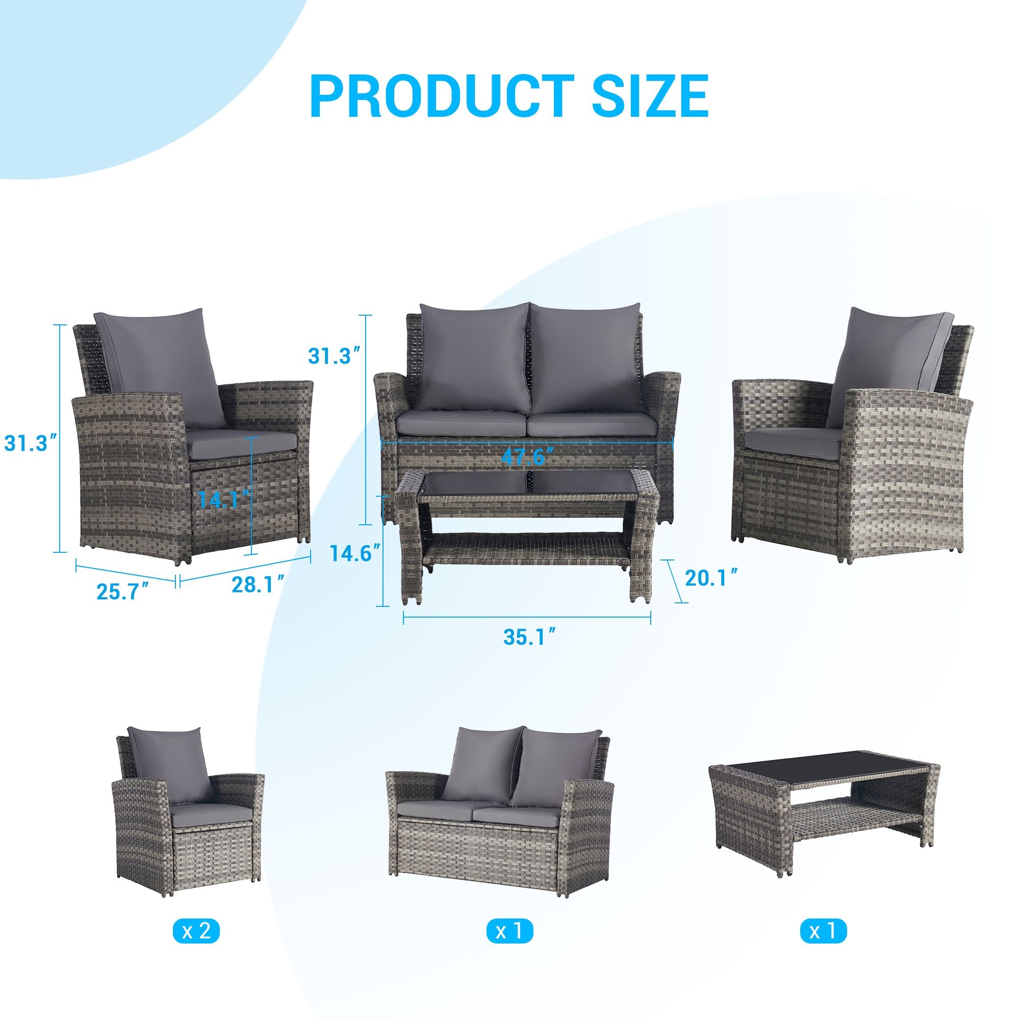 SANSTAR L-857GY-V1 Patio-Conversation-Sets - View #3